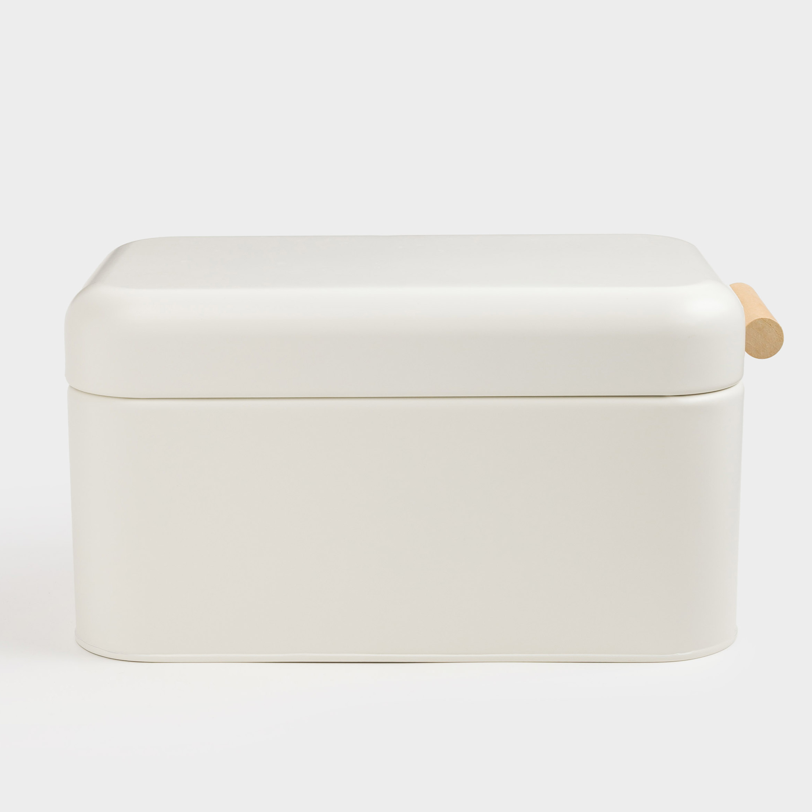 Bread box, 32x18x16 cm, metal / wood, rectangular, milky, Course