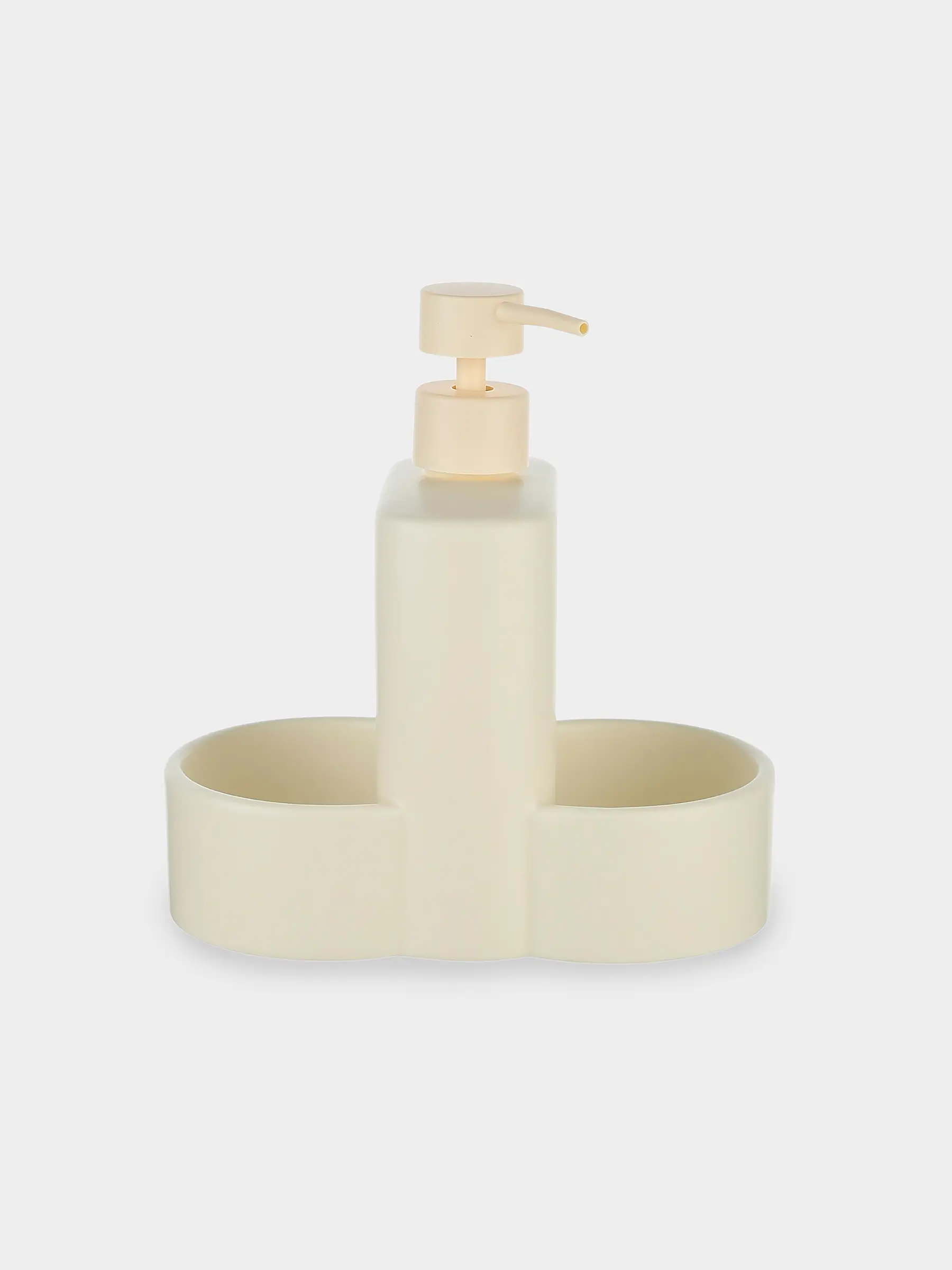 Detergent dispenser, 380 ml, organizer, 2 compartments, ceramic, milk
