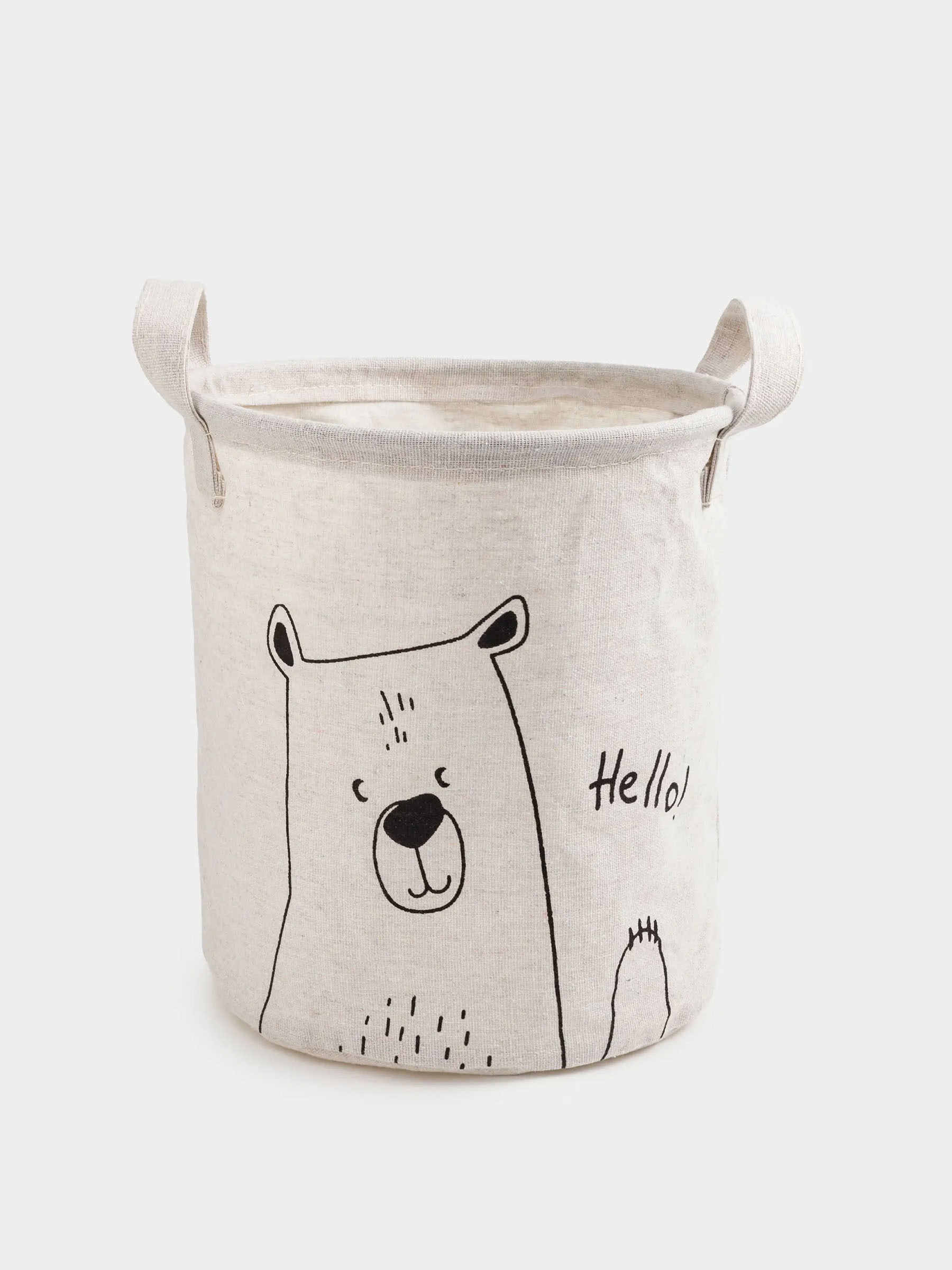 Storage bag, 22x25 cm, with handles, Cotton/polyester, round, Milky, Bear, Funny world, image-1