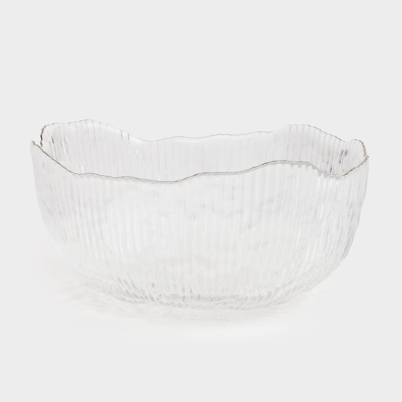Salad bowl, 17x8 cm, 900 ml, glass R, with silver edging, Argos silver, image-0