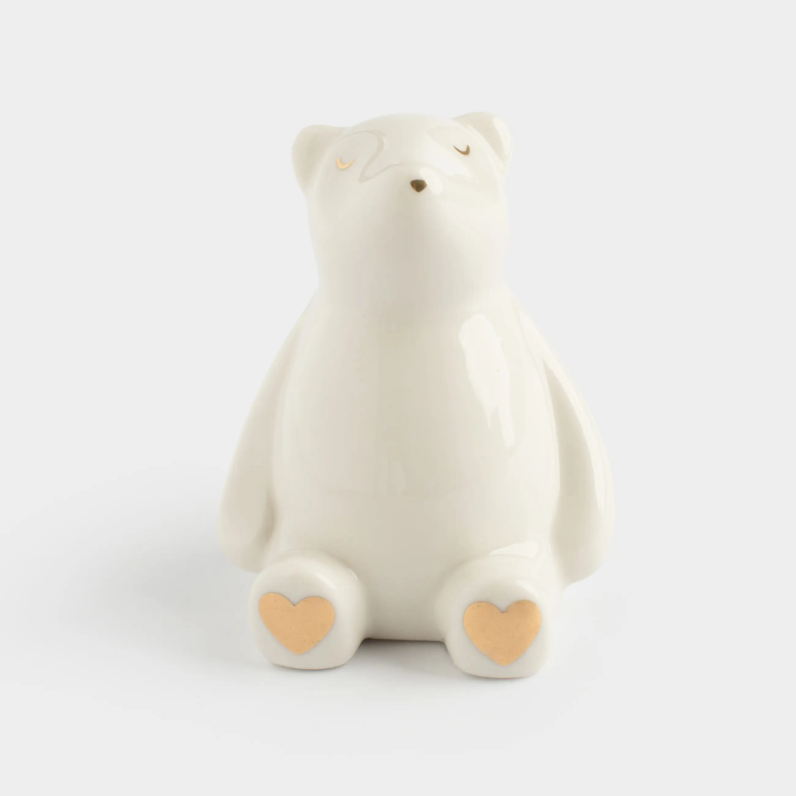Statuette, 8 cm, porcelain P, milky-gold, Bear, Bear, image-0