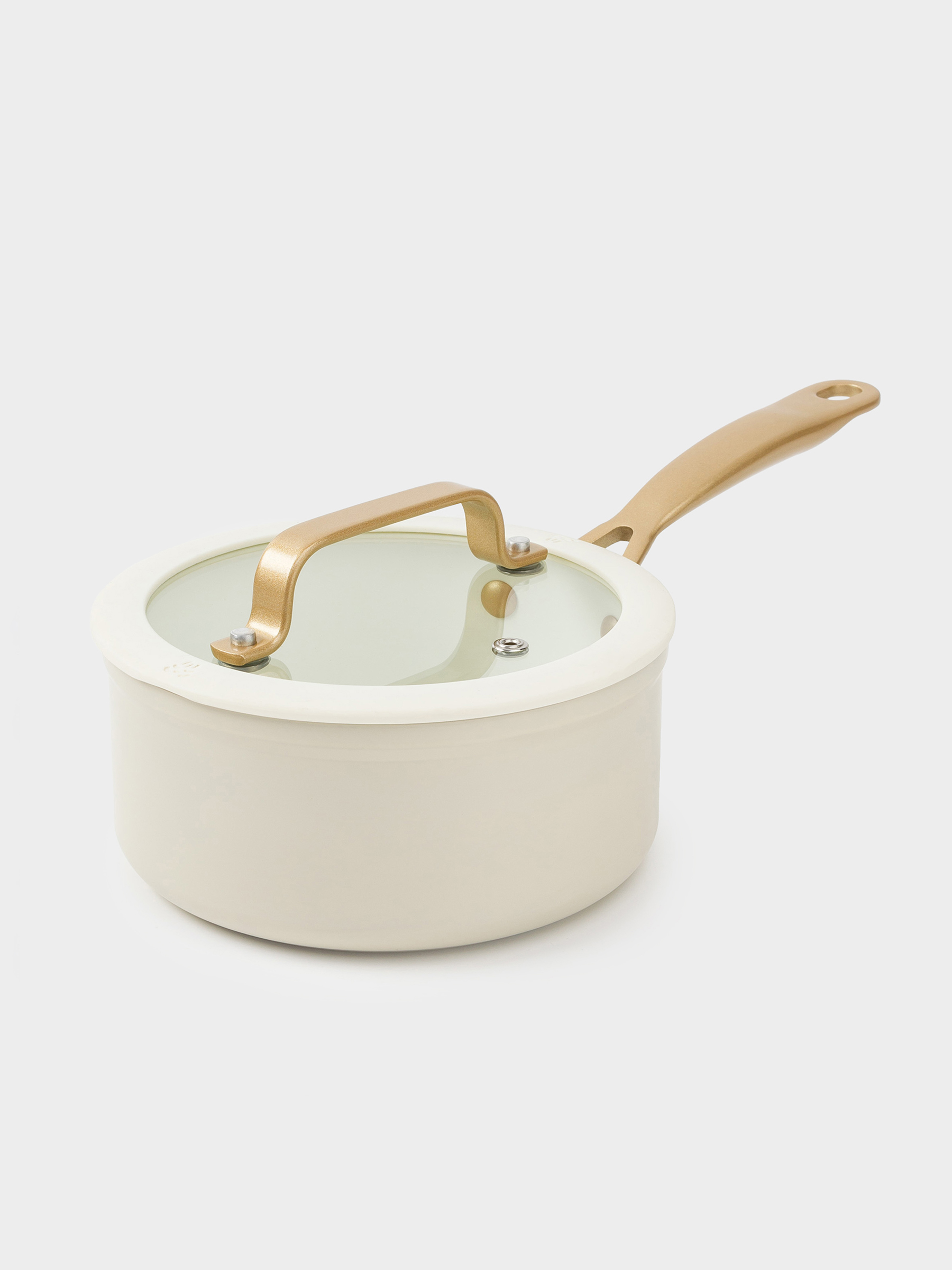 Saucepan, 16 cm, 1.3 l, with lid, coated, aluminum, milky, Piatto gold, image-4