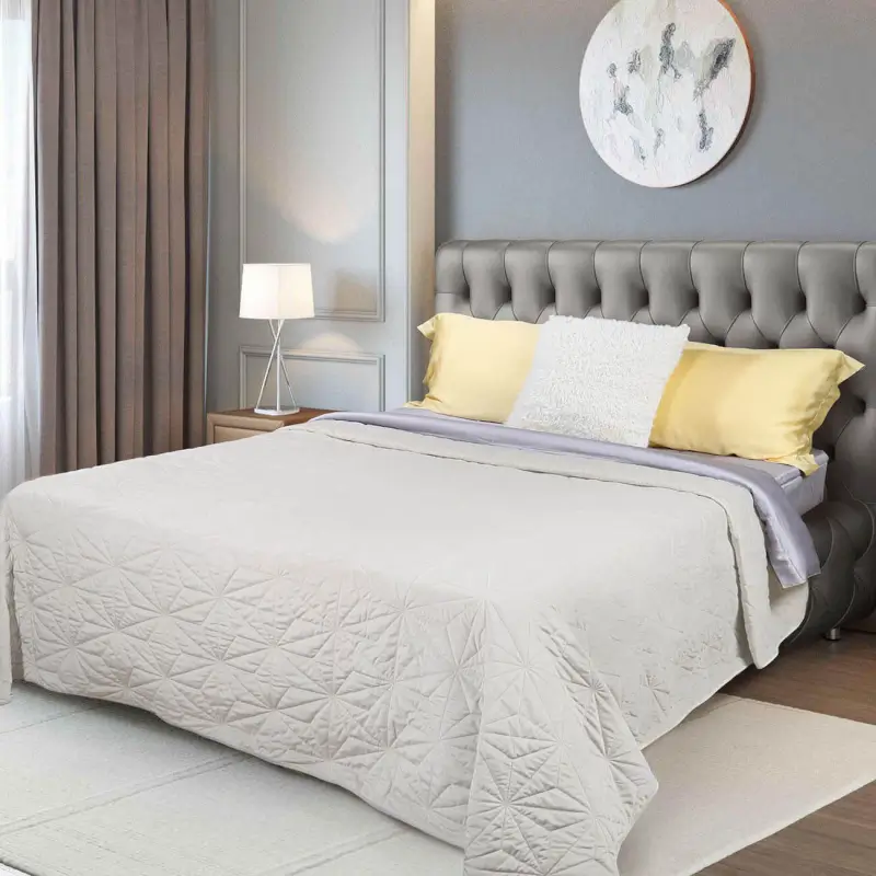 Bedspread, 220x240 cm, quilted, corduroy/microfiber, beige, Toulouse, Stitch velvet