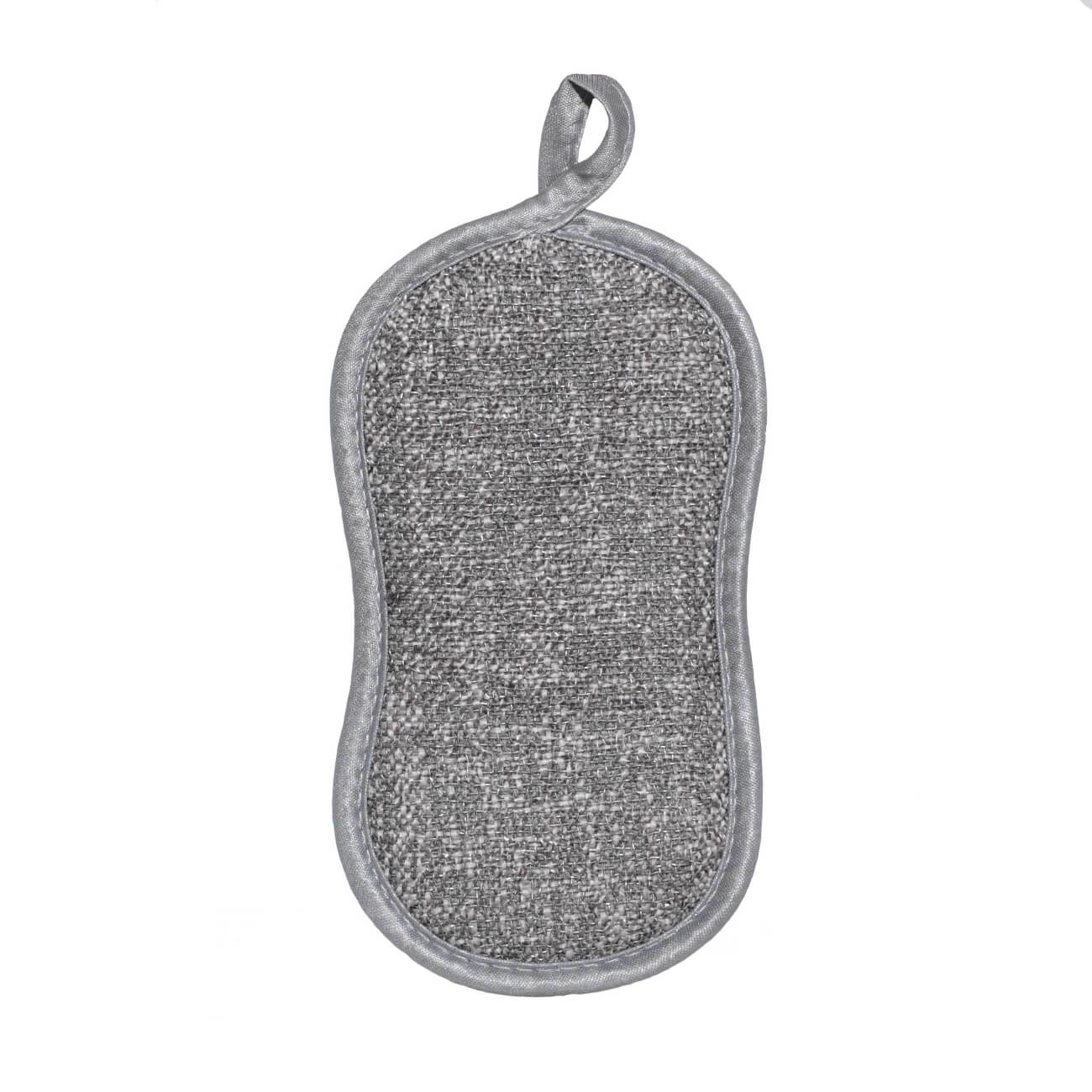 Dish washing sponge, 19x10 cm, double-sided, microfiber, grey, Clean