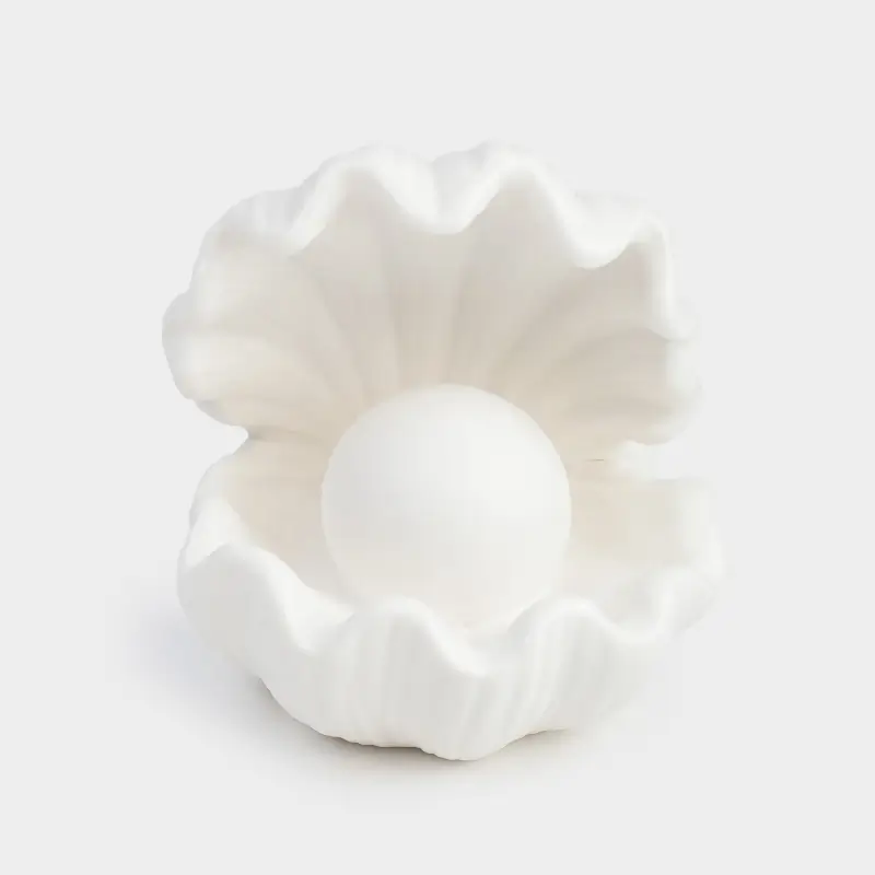 Decorative lamp, 10x11 cm, porcelain P, white, Shell with pearl, Tridacna ,image-0