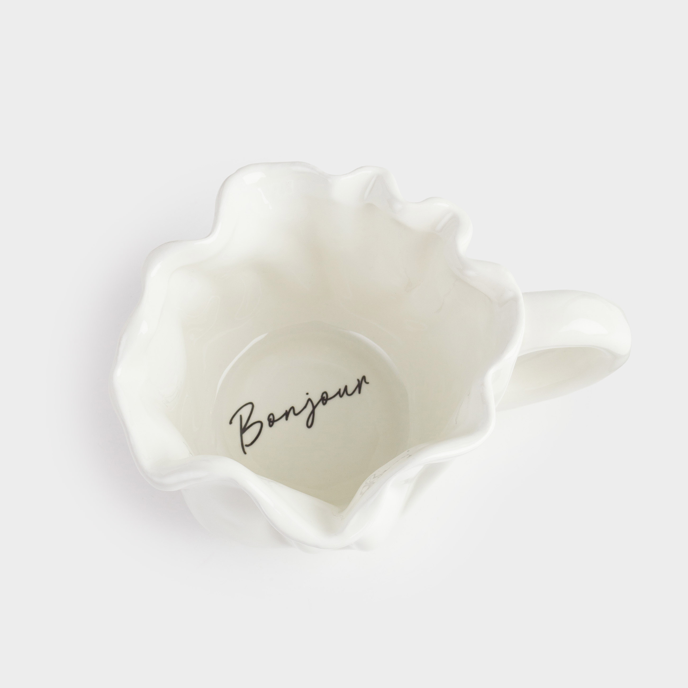 Mug, 400 ml, ceramic, milky, Crumpled effect, Crumple