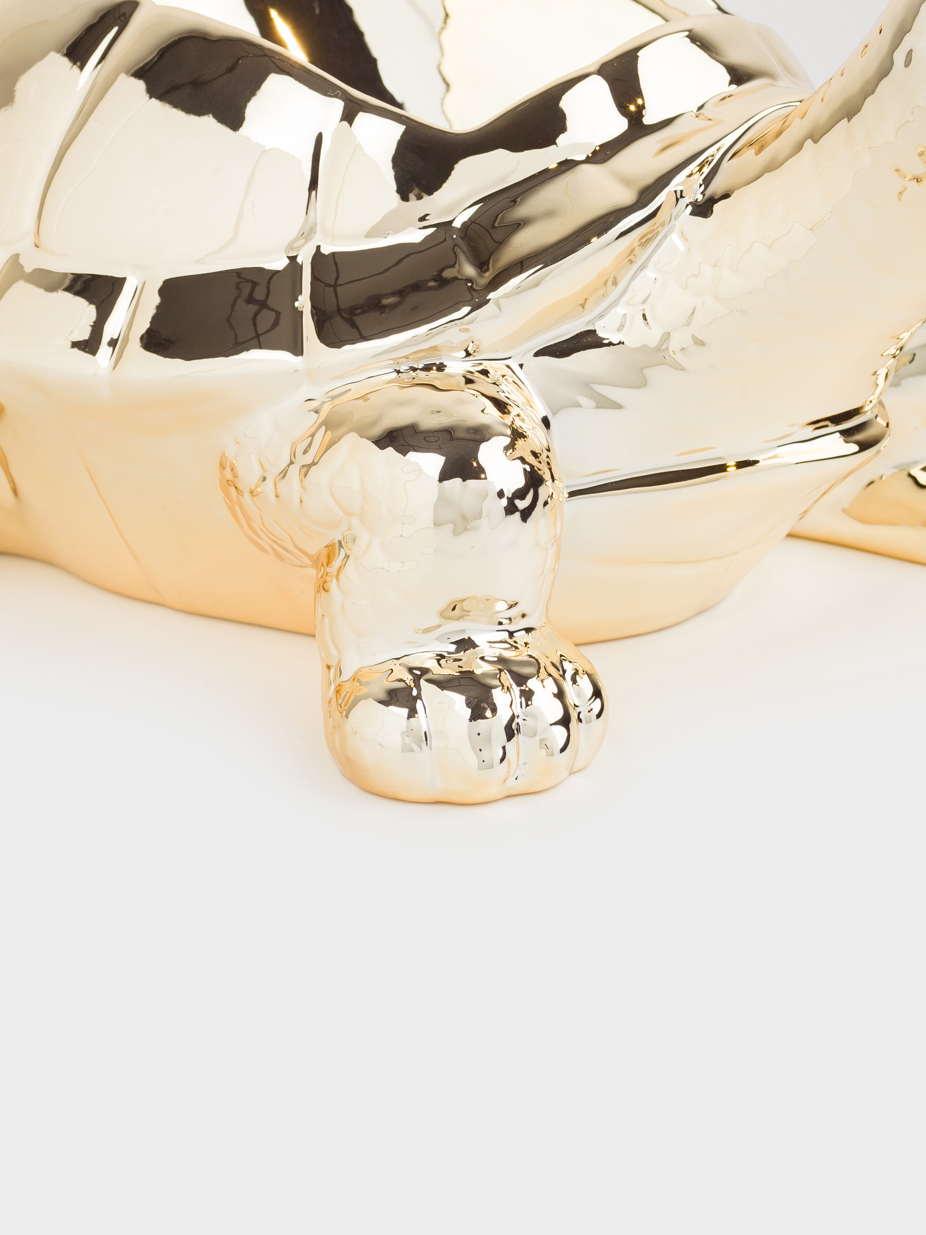 Wine bottle stand, 26x13 cm, porcelain P, golden, Turtle, Grand turtle, image-3