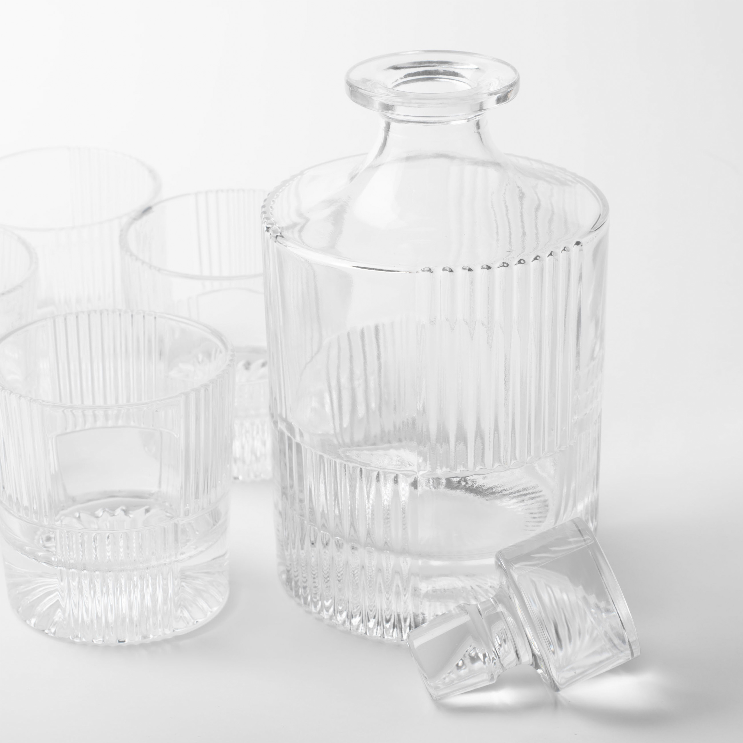 Drink set, 4 pers, 5 pr, decanter / glasses, Glass R, Ribby, image-2