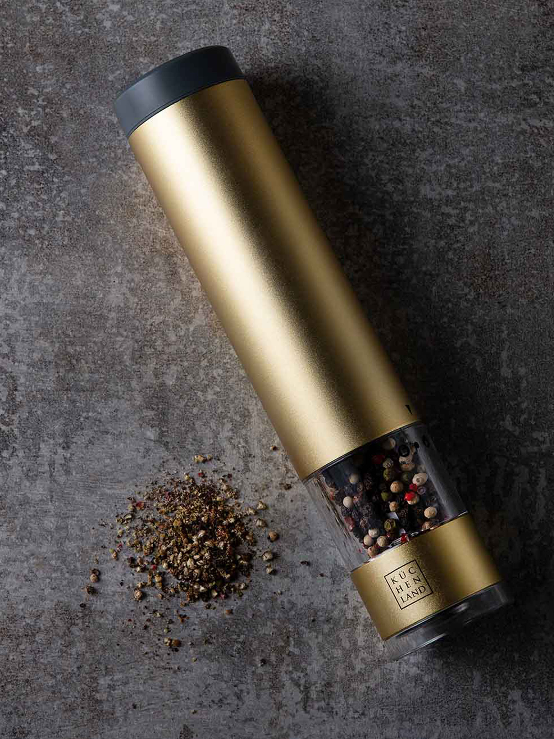 Spice mill, 22 cm, Electric, metal / plastic, LED W, Golden, Piquant, image-6