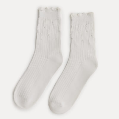 Women's socks, size 36-38, with a torn effect, cotton / polyester, milk, Rubchik grunge ,image-0
