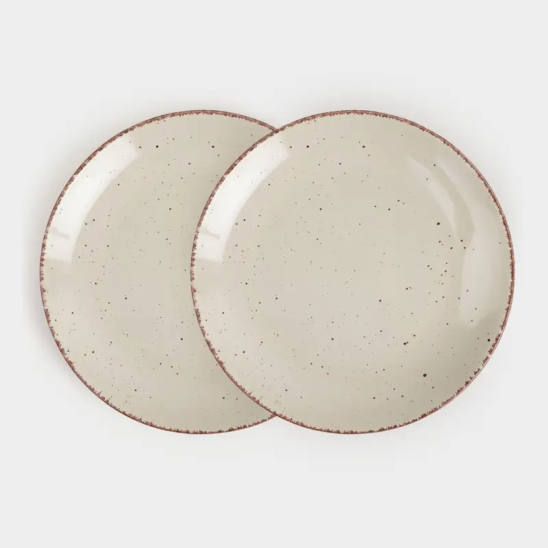 Dinner plate, 27 cm, 2 pieces, ceramic, beige, speckled, Speckled ,image-0