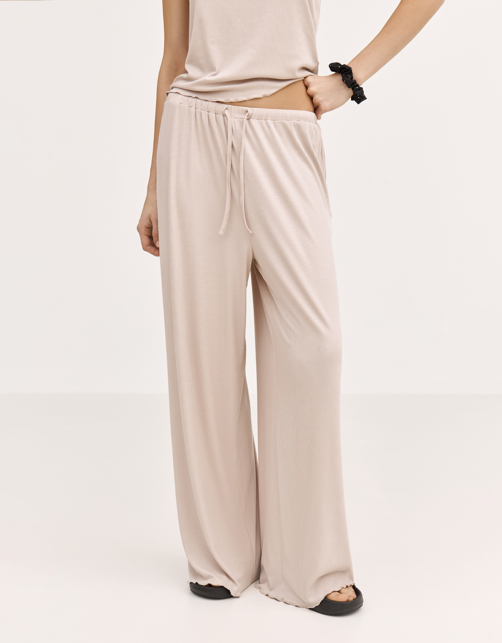 Women's trousers, homewear, size L, modal / spandex, beige, Rosemary, image-1