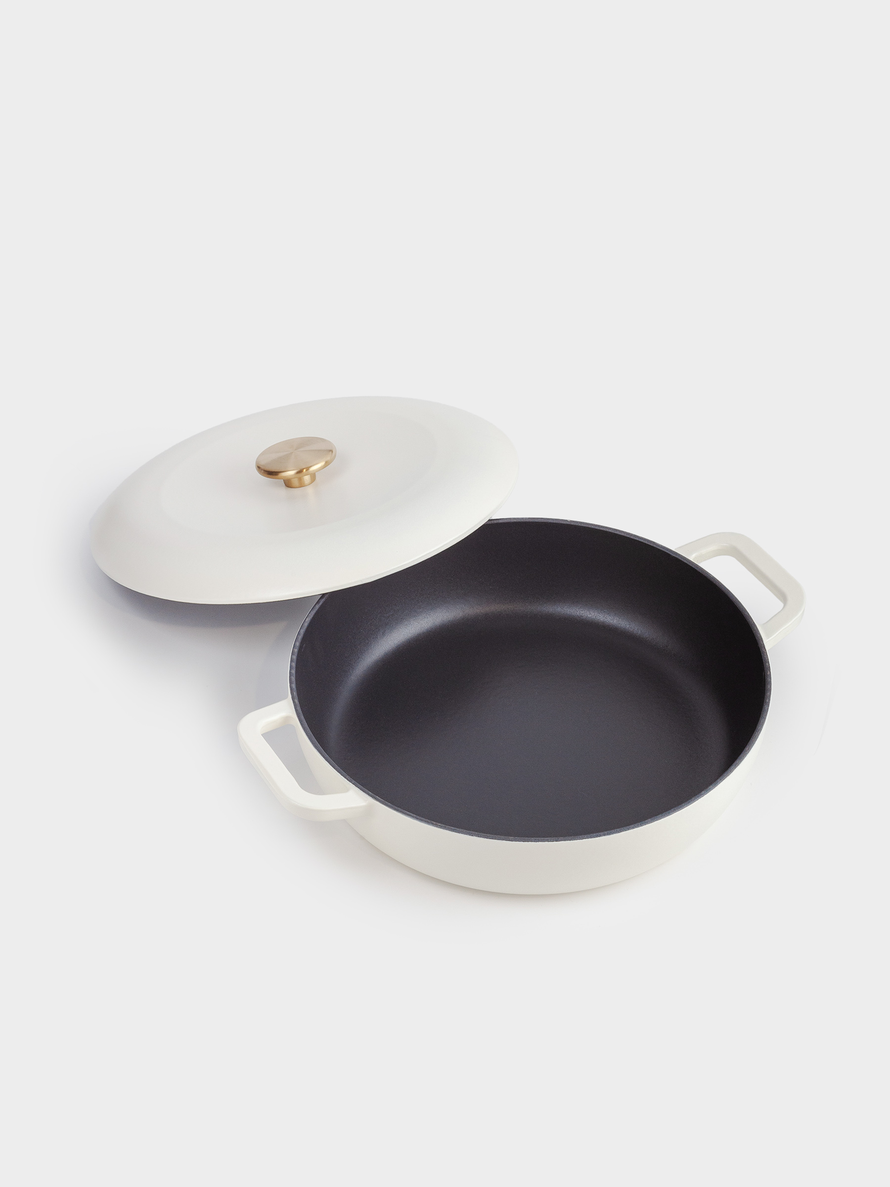 Saucepan, 30 cm, 3.5 l, with lid, cast iron, milky, Light kitchen, image-2
