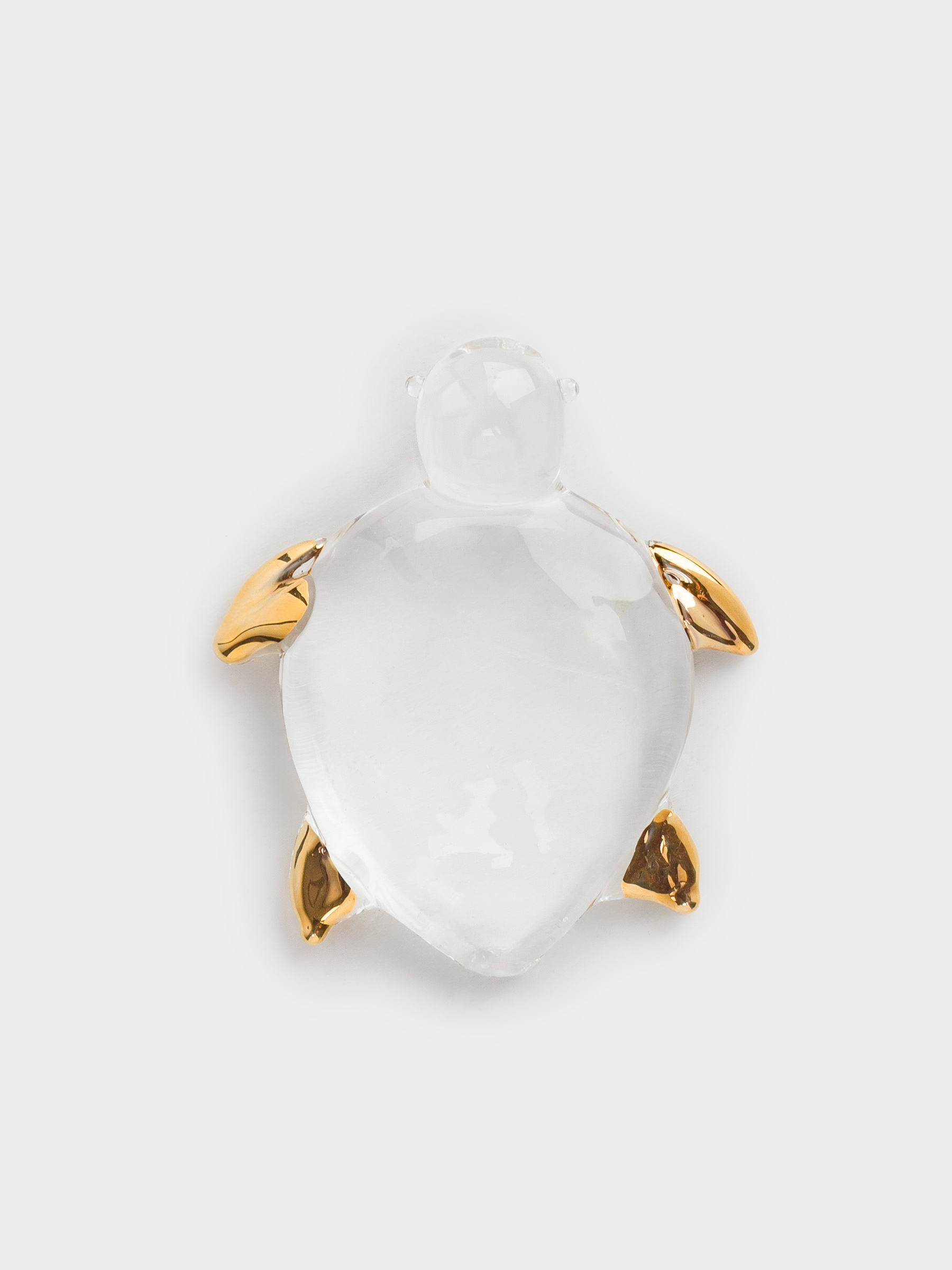 Statuette, 5 cm, glass, golden, Turtle, Vitreous, image-0