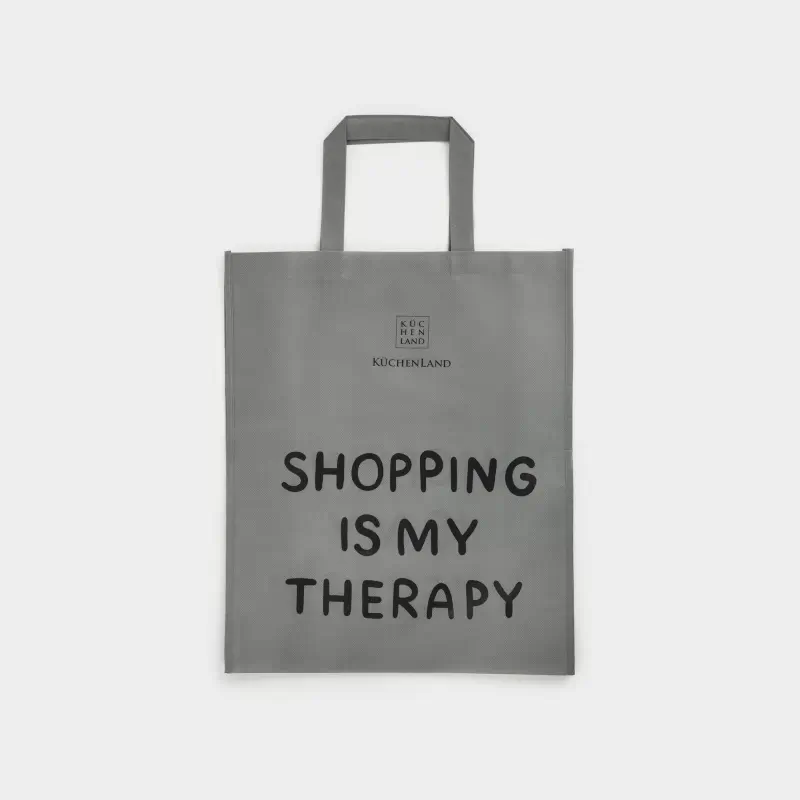 Shopping bag, 34x30 cm, polypropylene, grey, Design, Shopping font ,image-0