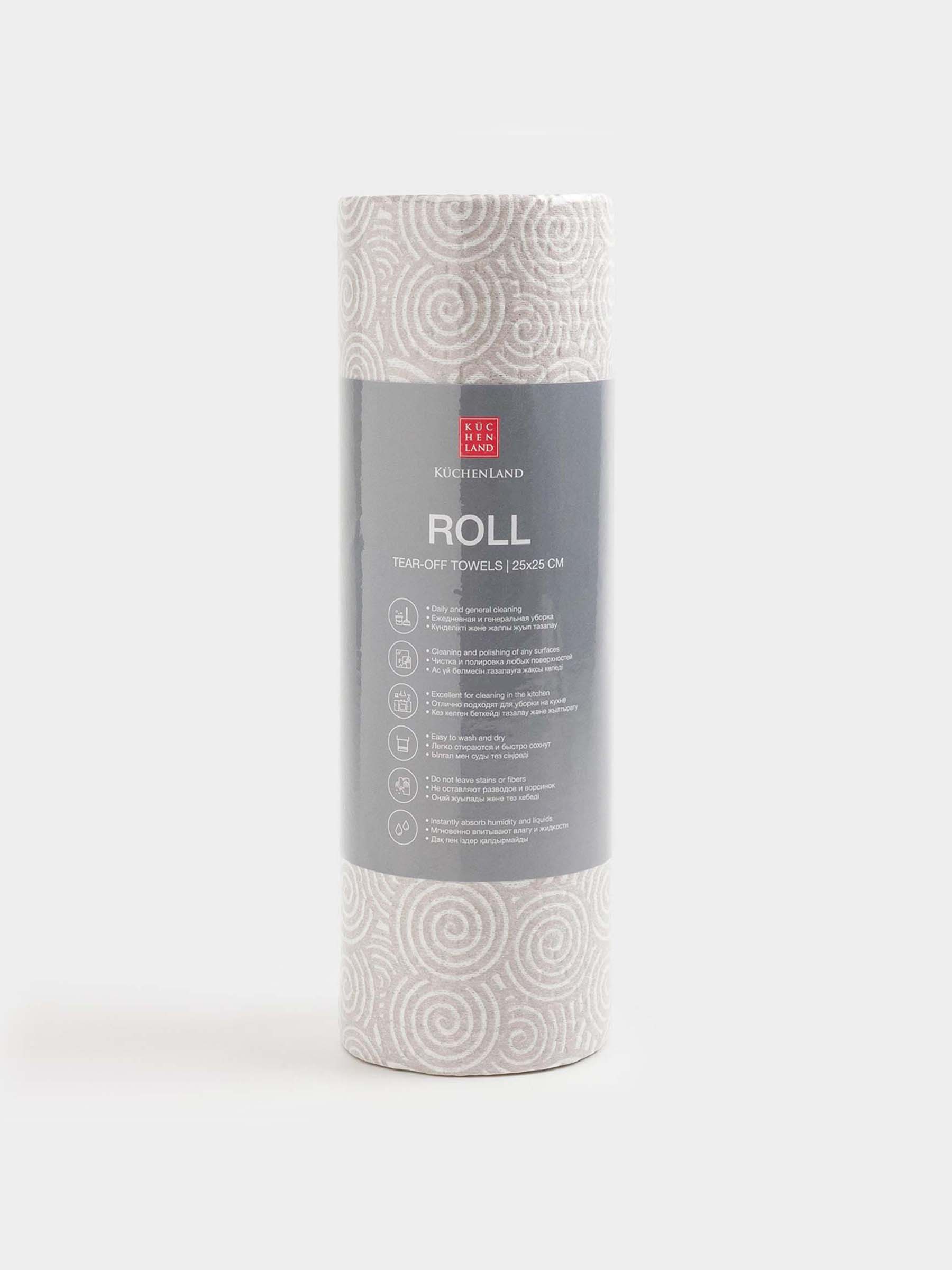Rolled towels, 25x25 cm, 50 pcs, gray, Curls, Roll, image-0