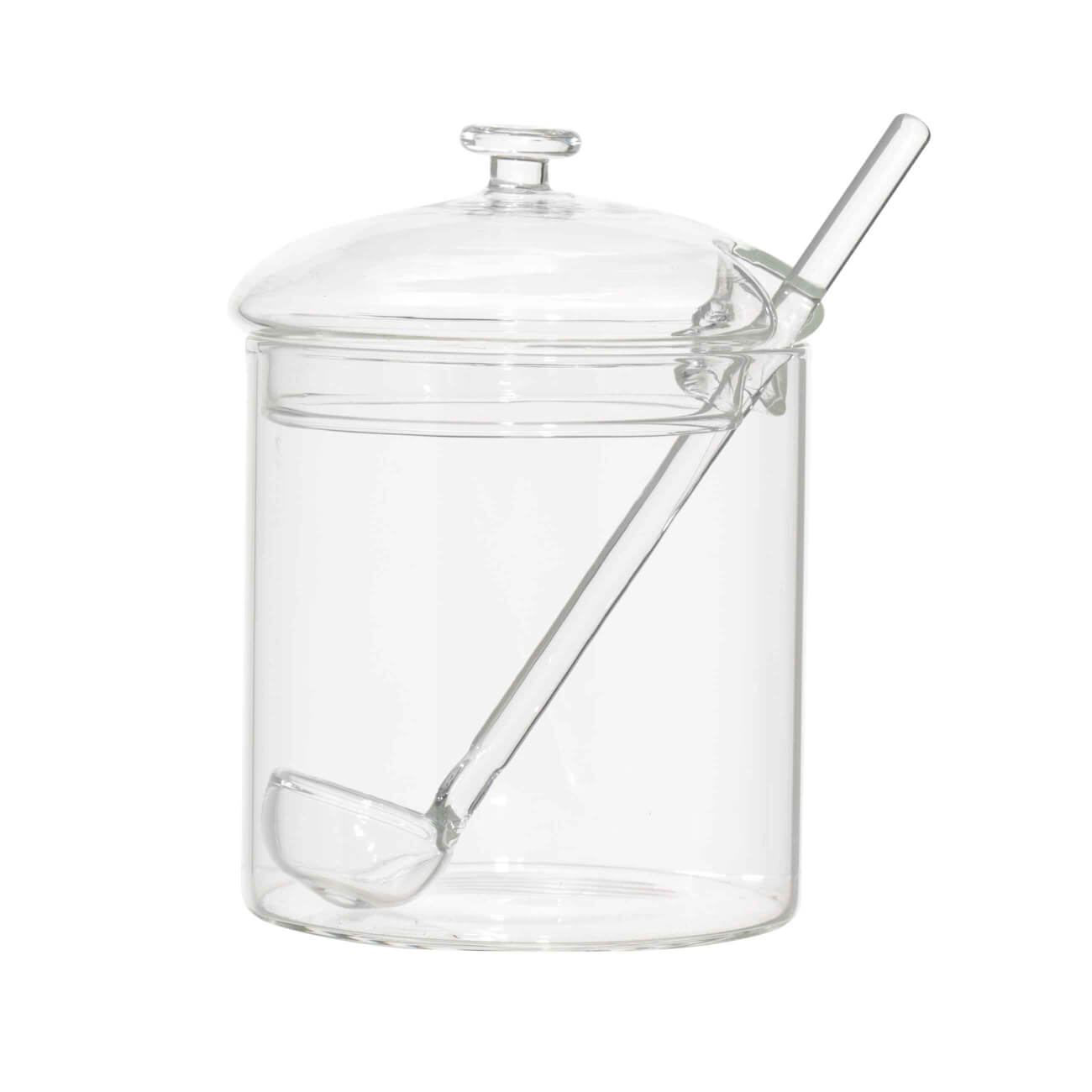 Sugar bowl, 8 cm, 300 ml, with spoon, glass B, Clear