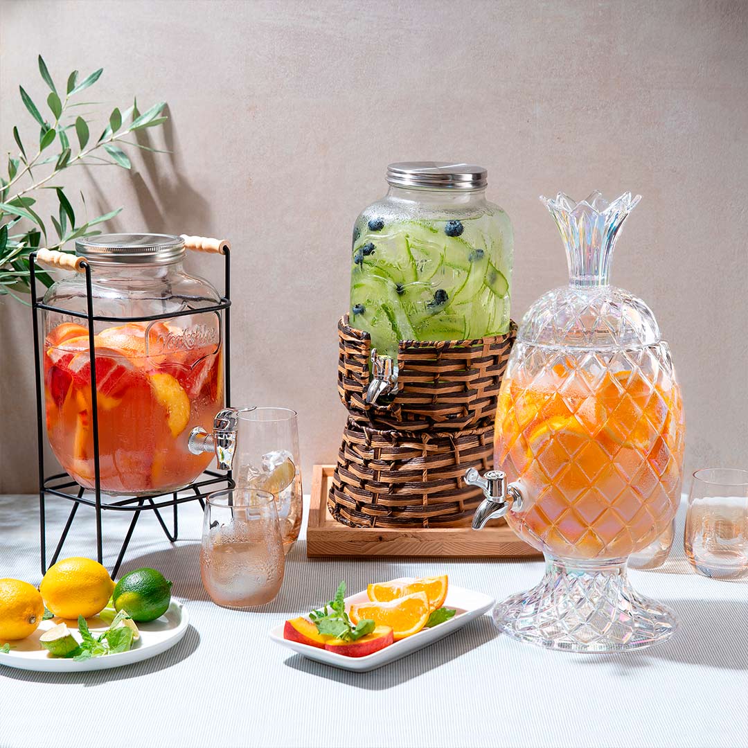 Beverage dispenser, 4 l, on stand, glass R / metal, Black, Berry, image-7