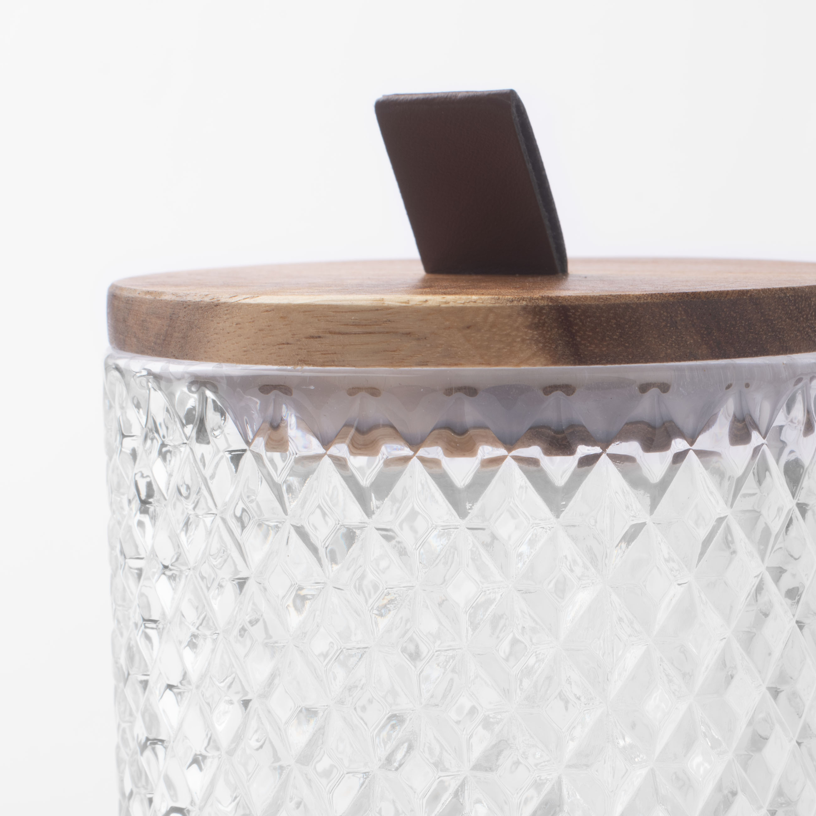 Candy bowl, 11x11 cm, with lid, glass R / wood, Naiad