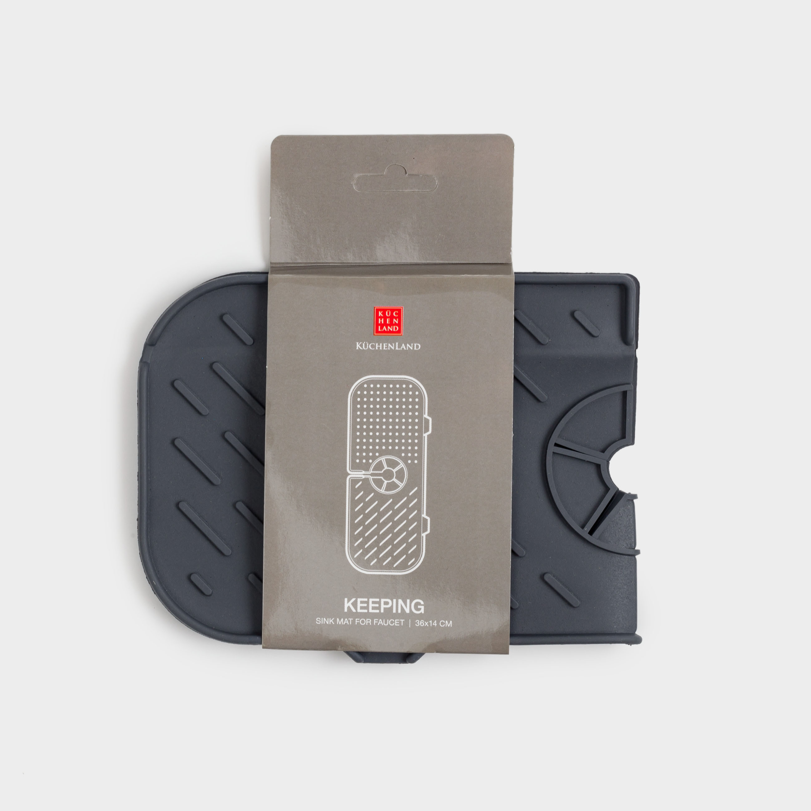 Sink mat for mixer tap, cm, rubber, grey, Keeping