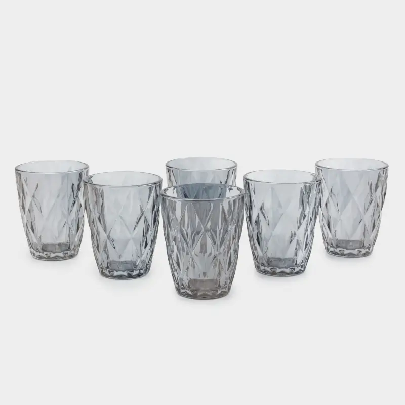 Glass, 10 cm, 270 ml, 6 pcs, glass R, gray, Rhomb color ,image-0