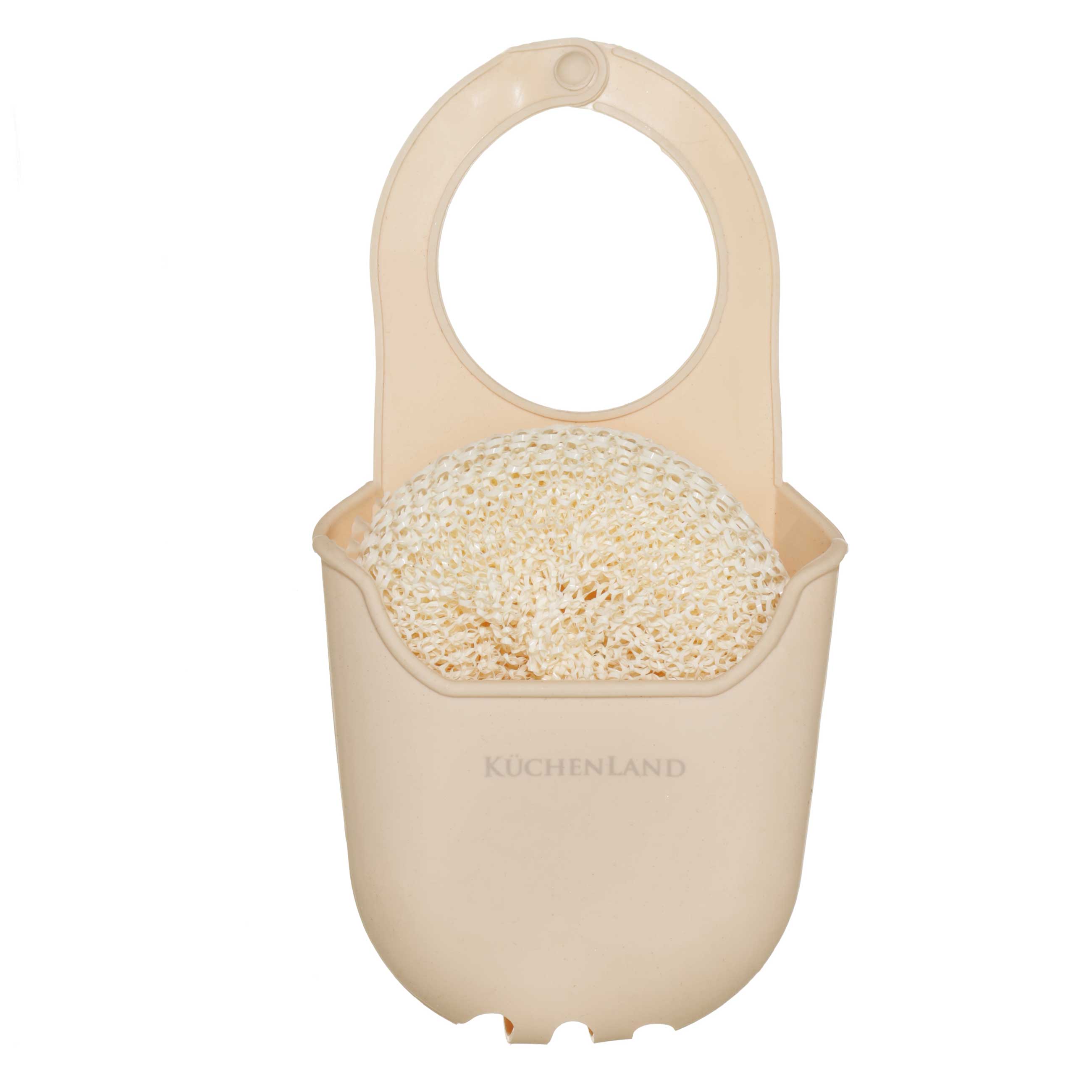 Kitchen sponge holder, 10x11 / 20 cm, Hanging, Silicone, Beige, Keeping