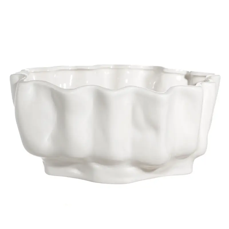Fruit bowl, 26x20 cm, ceramic, milky, Bends, Crumple ,image-0