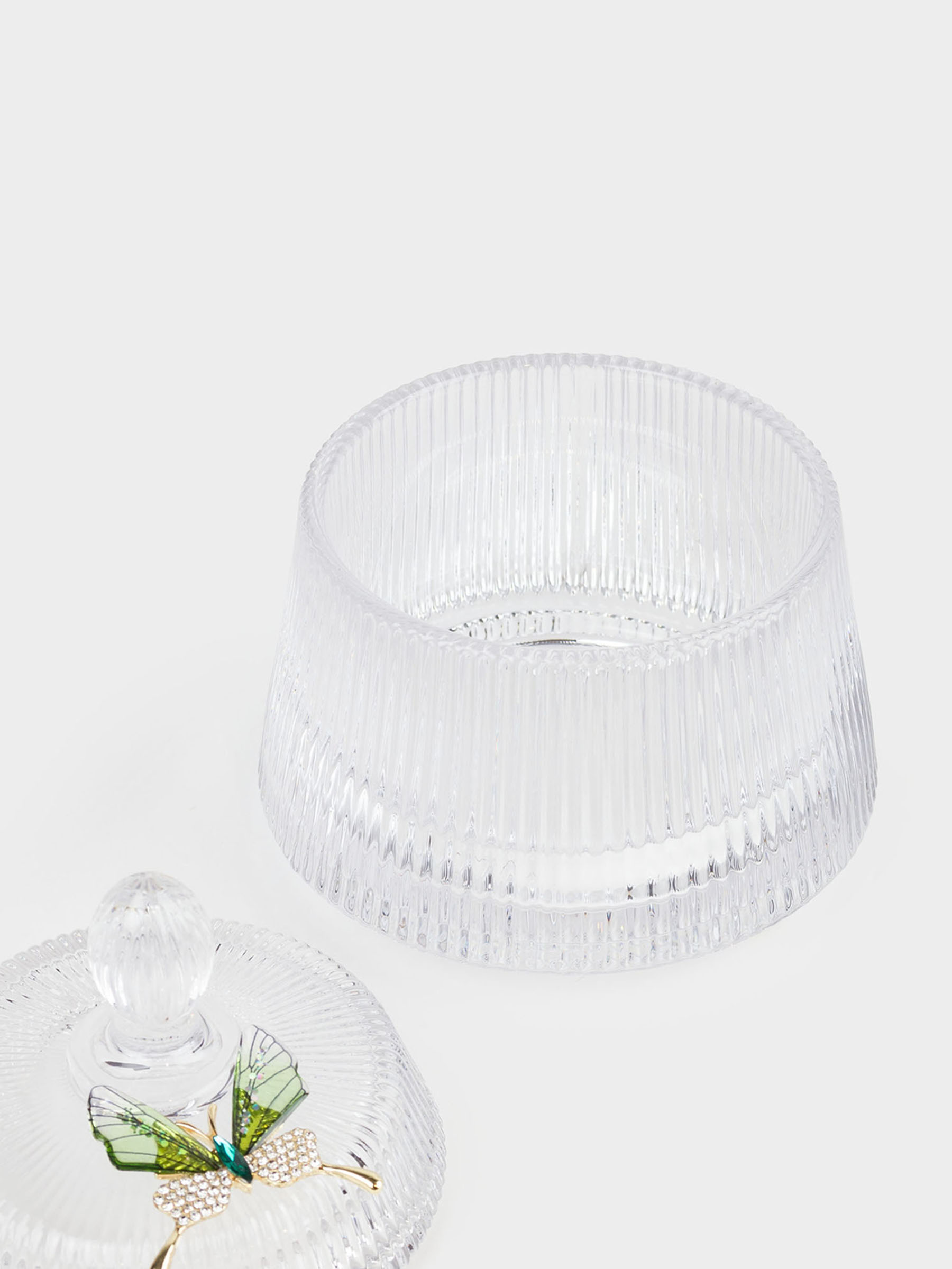 Storage container, 11x13 cm, 250 ml, glass R / rhinestones, Butterfly, Butterfly, image-2