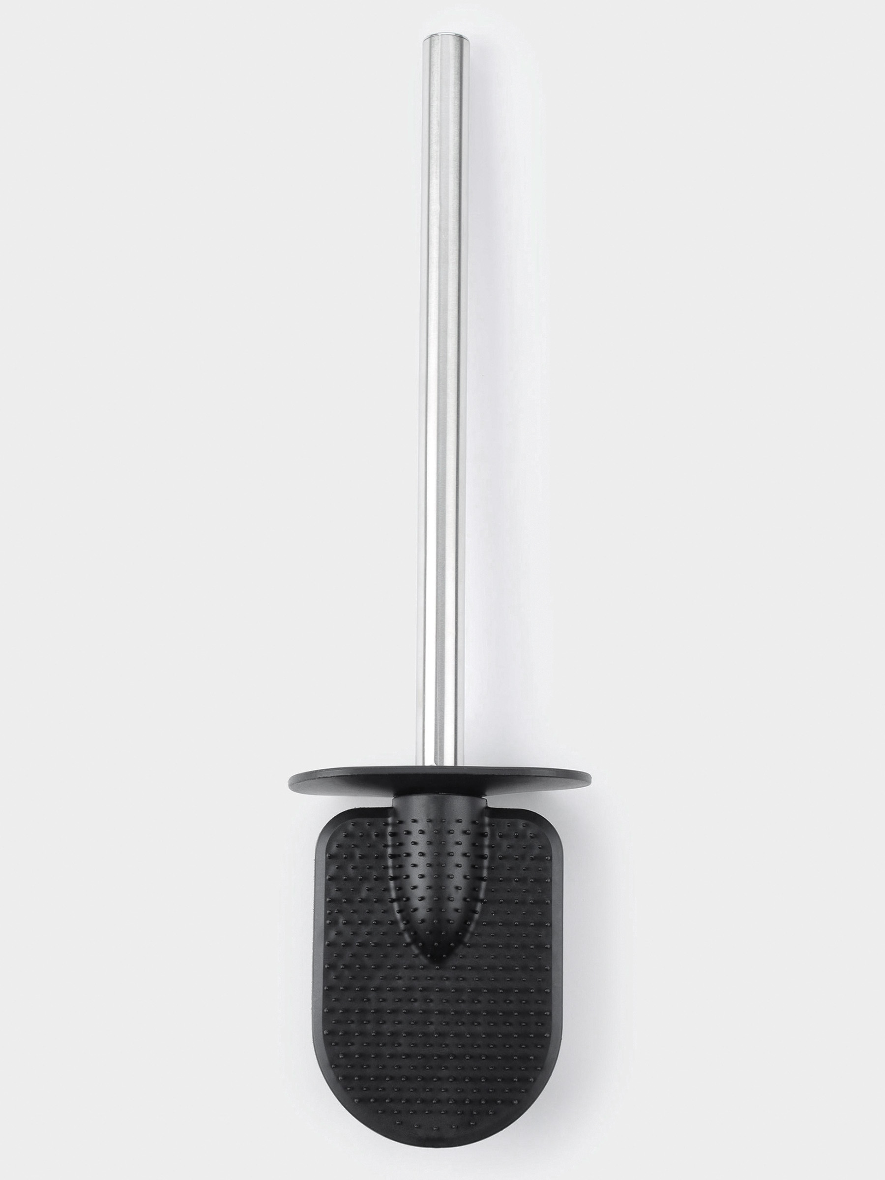 Toilet brush, 41 cm, with stand, rubber / steel, beige-gray, Giza