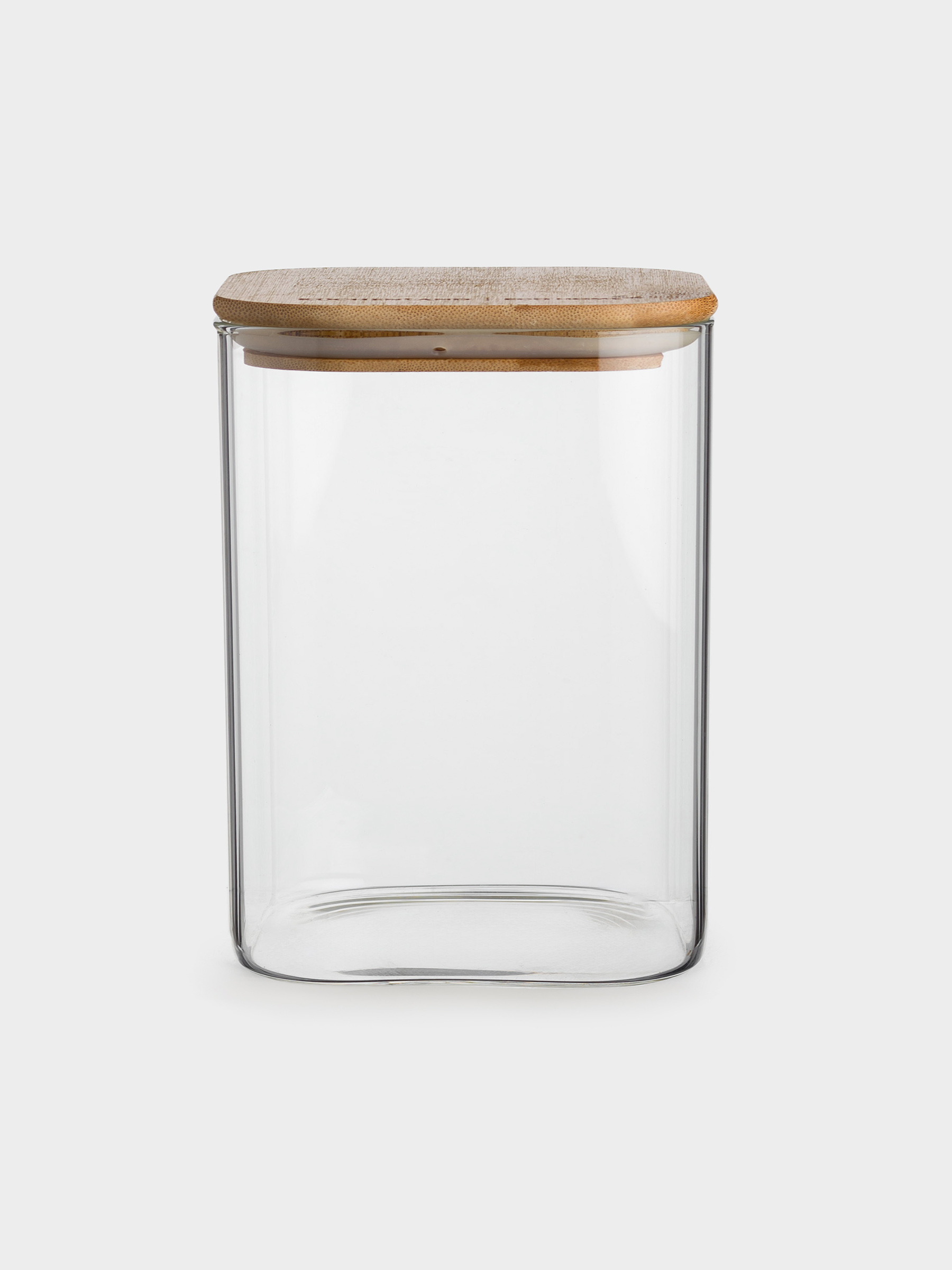 Jar for bulk products, 850 ml, glass / bamboo, square, Home made, image-1