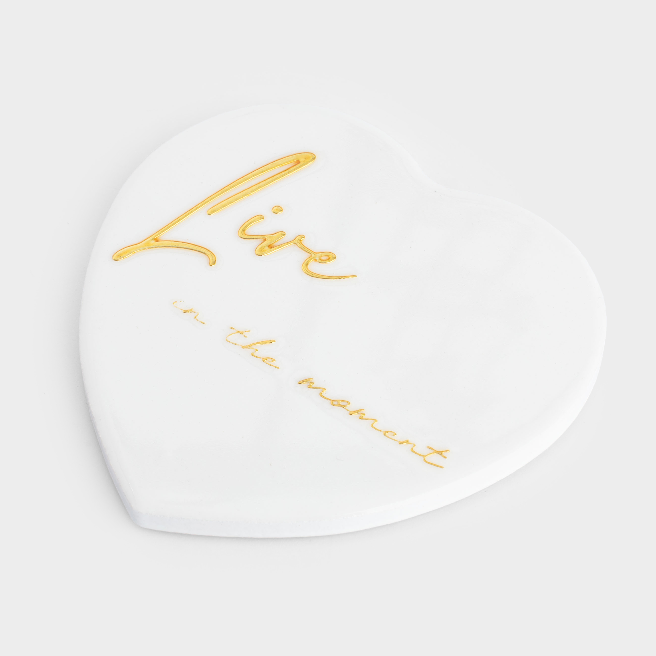 Coaster, 11x11 cm, ceramic / cork, White, Heart, Scroll