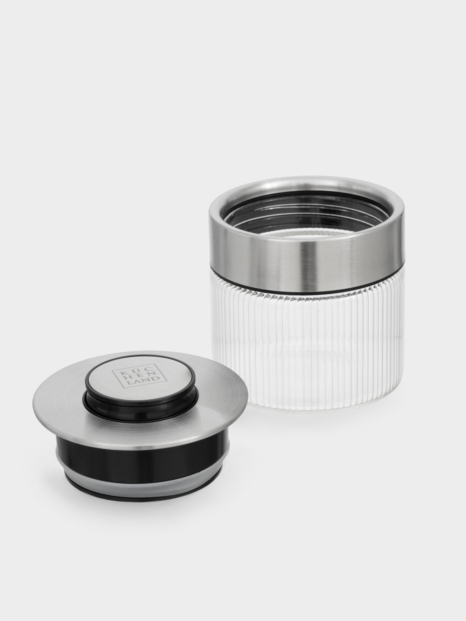 Bulk products jar, 360 ml, with vacuum lid, glass B, Ribby steel, image-3