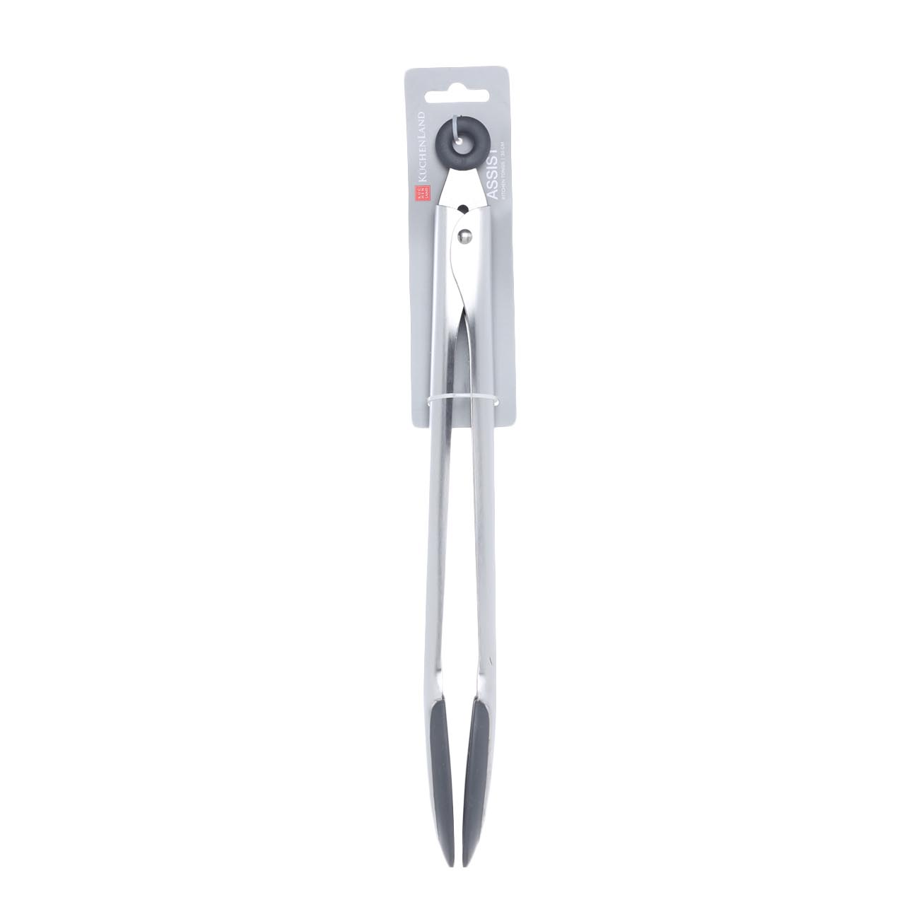 Kitchen tongs, 35 cm, silicone / steel, grey, Assist, image-1
