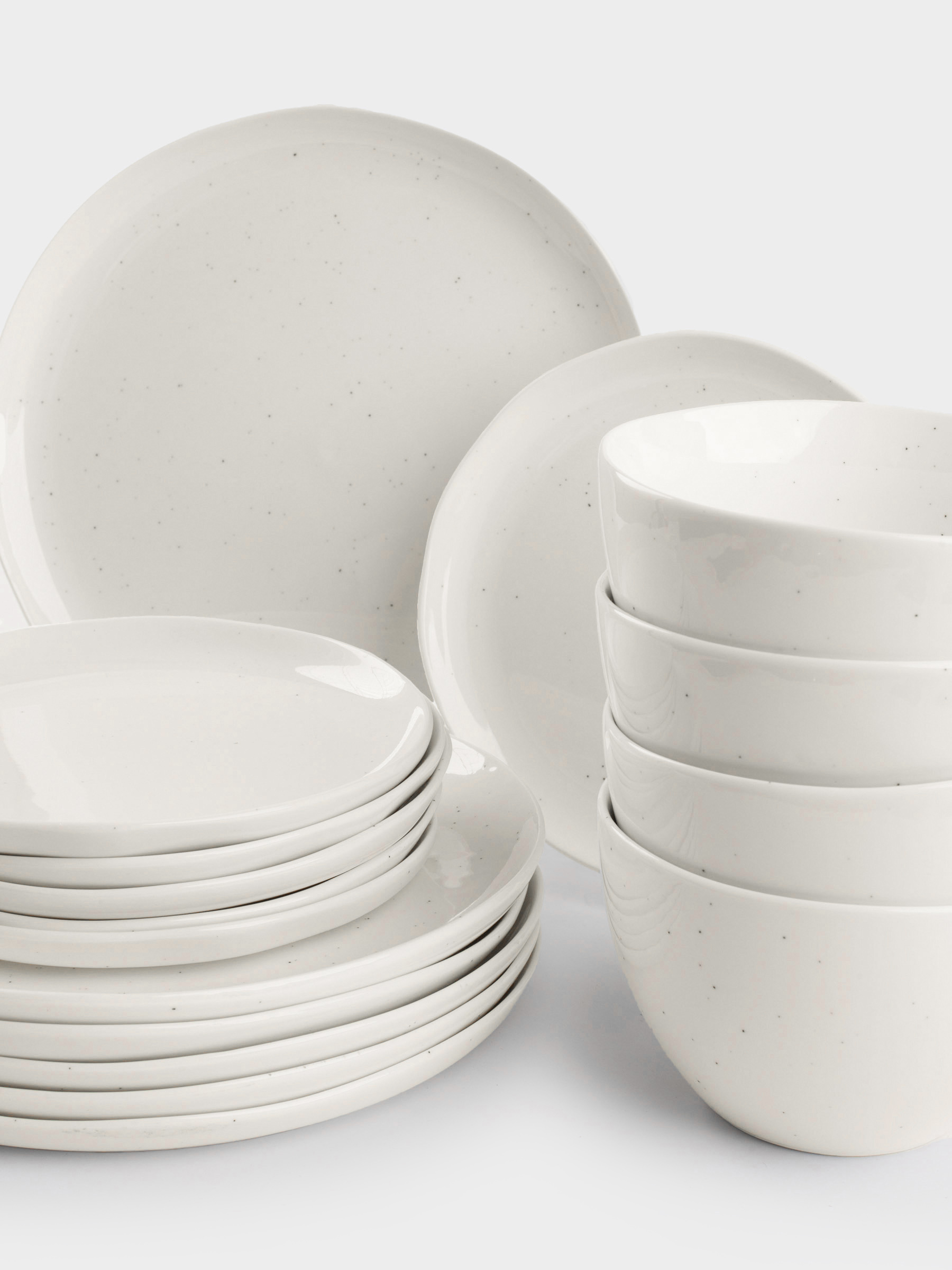 Dining set, 6 pers, 18 pr, porcelain N, milk, Dots, Boho, image-1