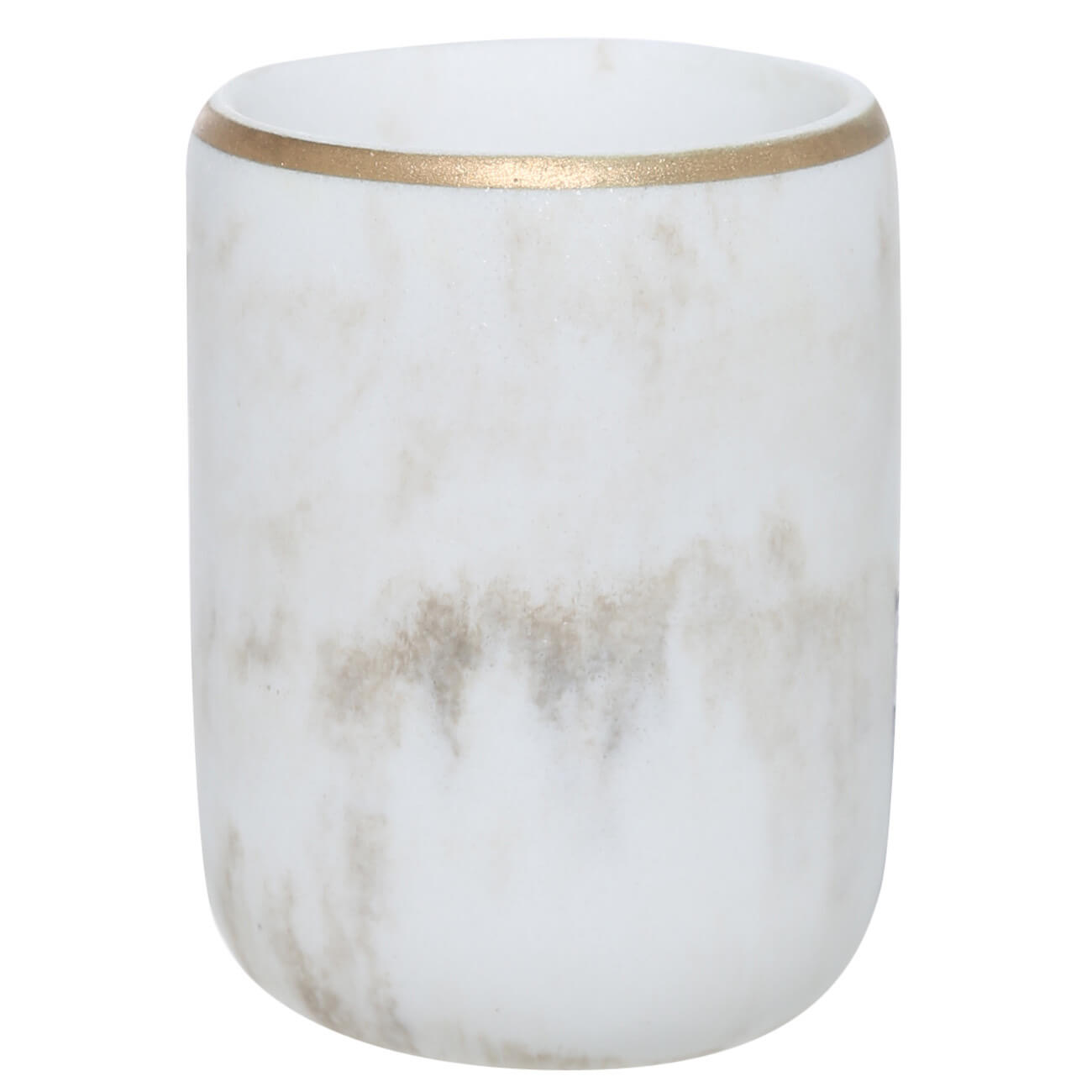 Bathroom glass, 10 cm, polyresin, white-gold, Marble, Dryad