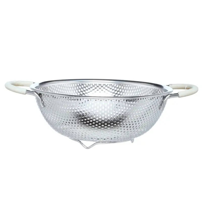 Colander, 19 cm, with two handles, steel / silicone, beige, Tammy ,image-0