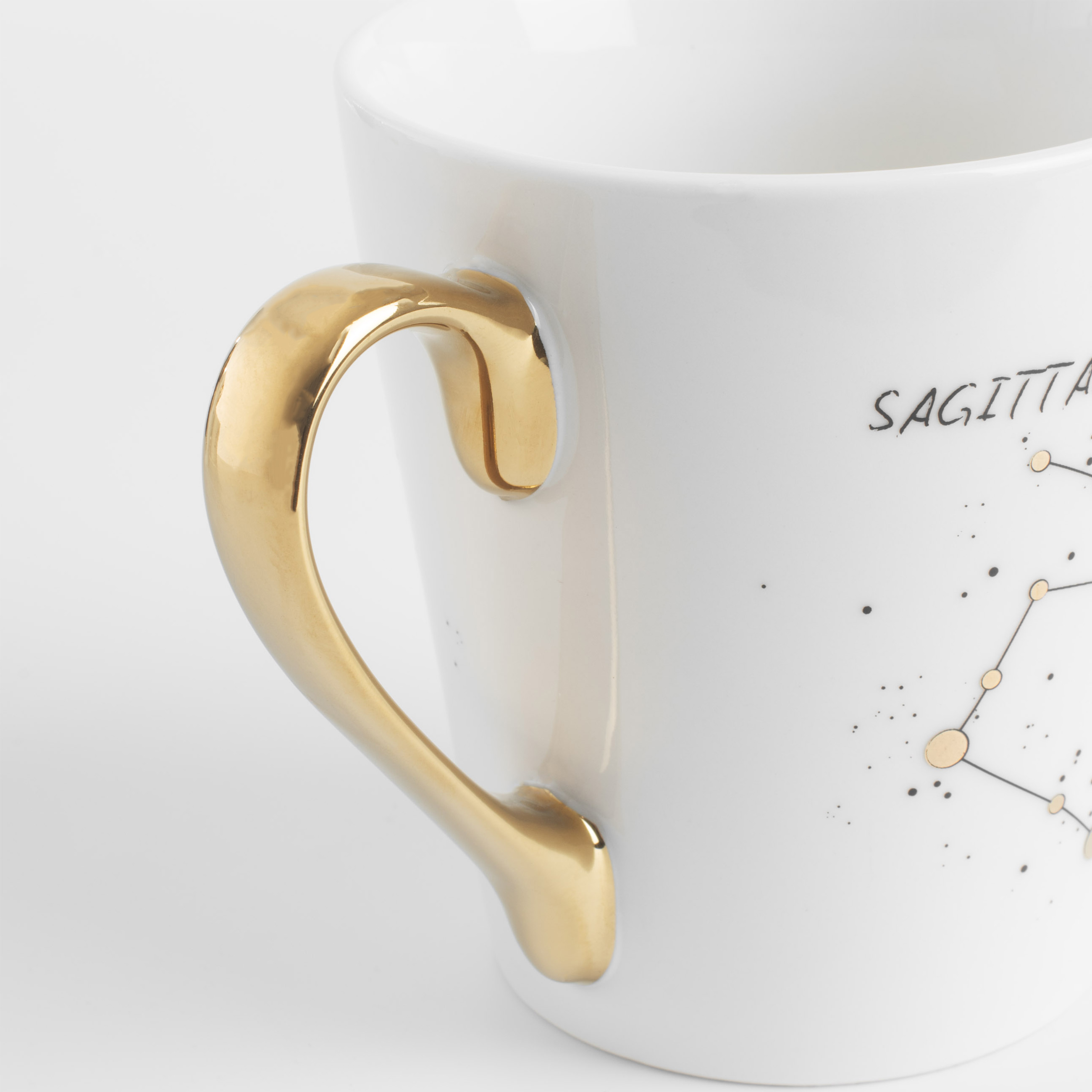 Mug, 400 ml, porcelain N, milky golden, Sagittarius, Zodiac, image-2
