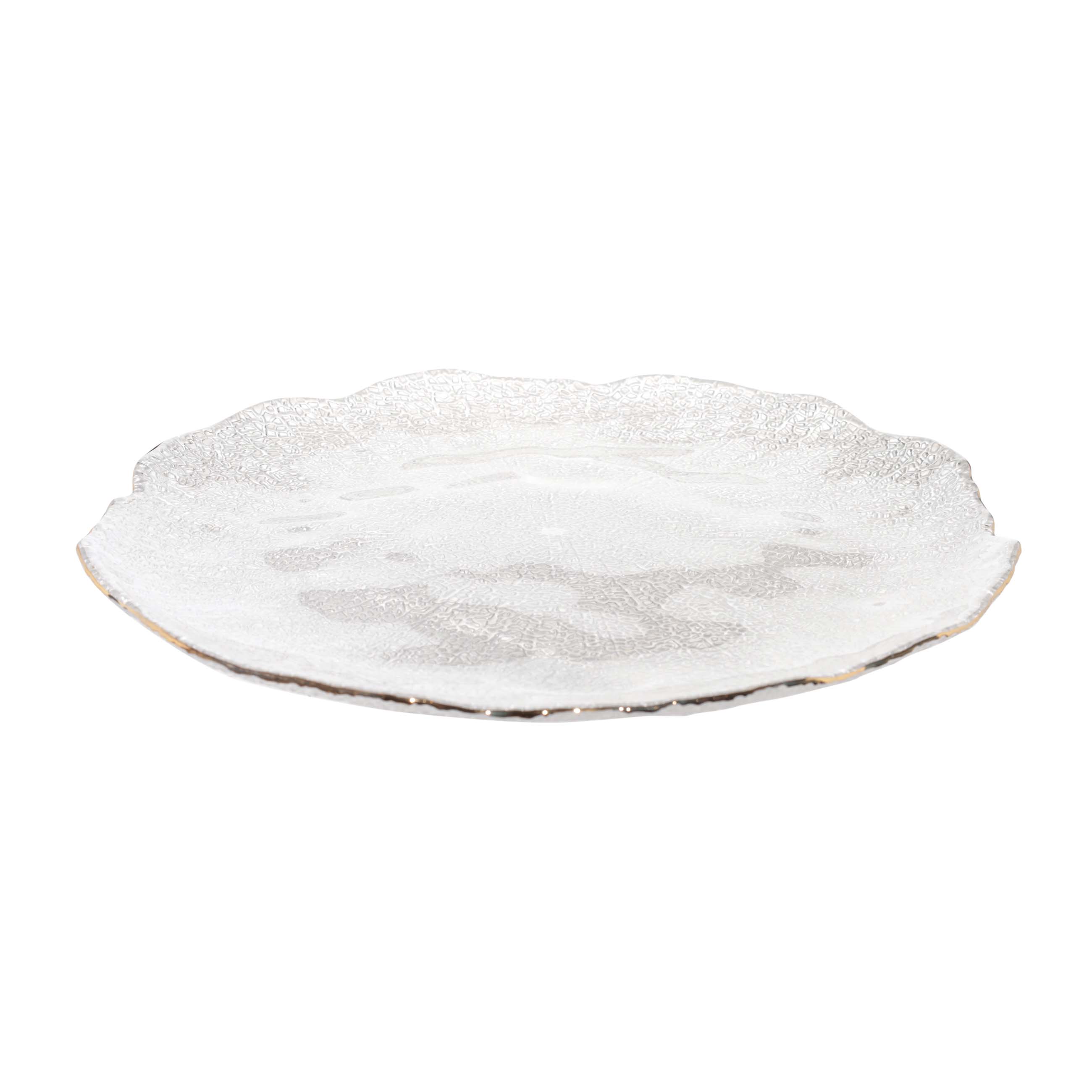 Dining plate, 27 cm, glass, with golden edging, Berg, image-1