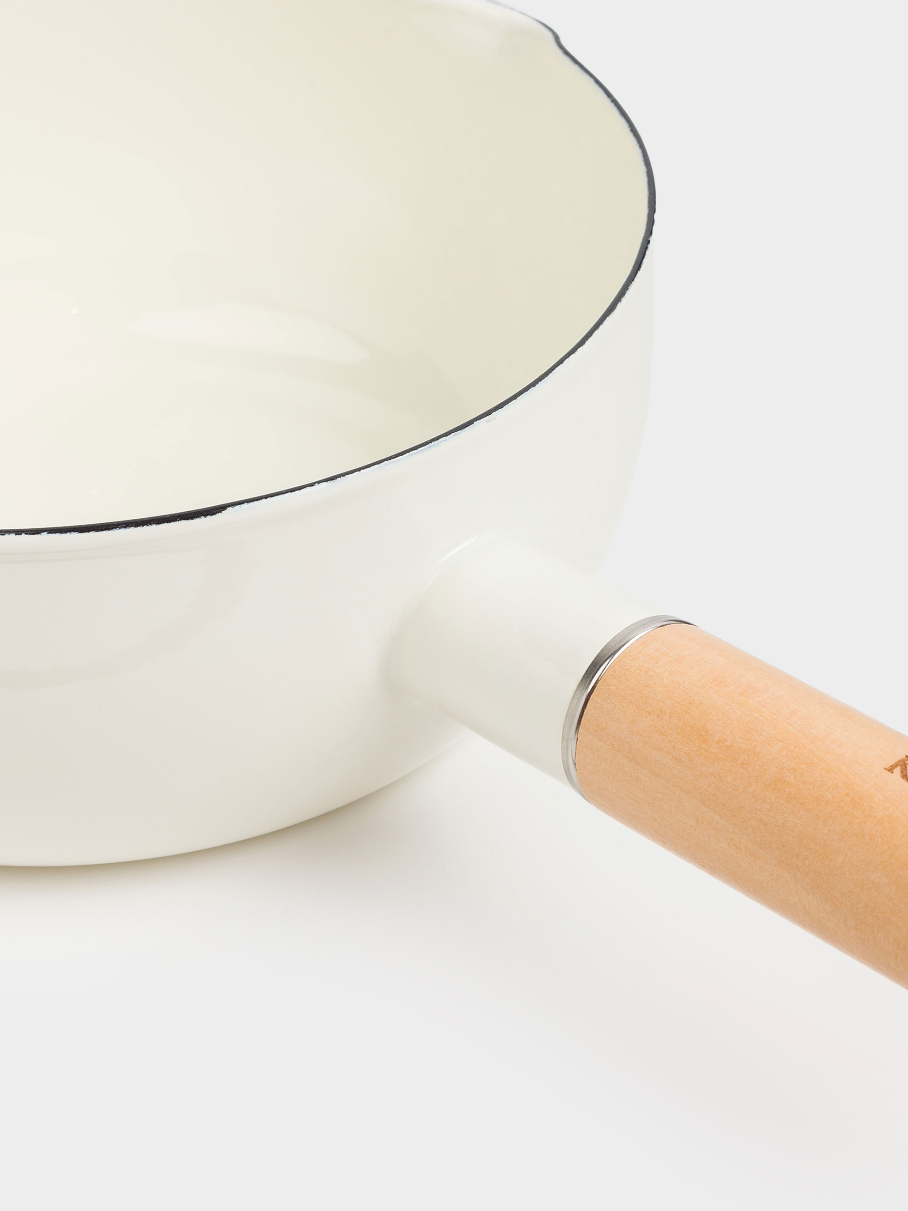 Bucket, 18 cm, 1.6 l, enameled metal/wood, milk, Nostalgia, image-1