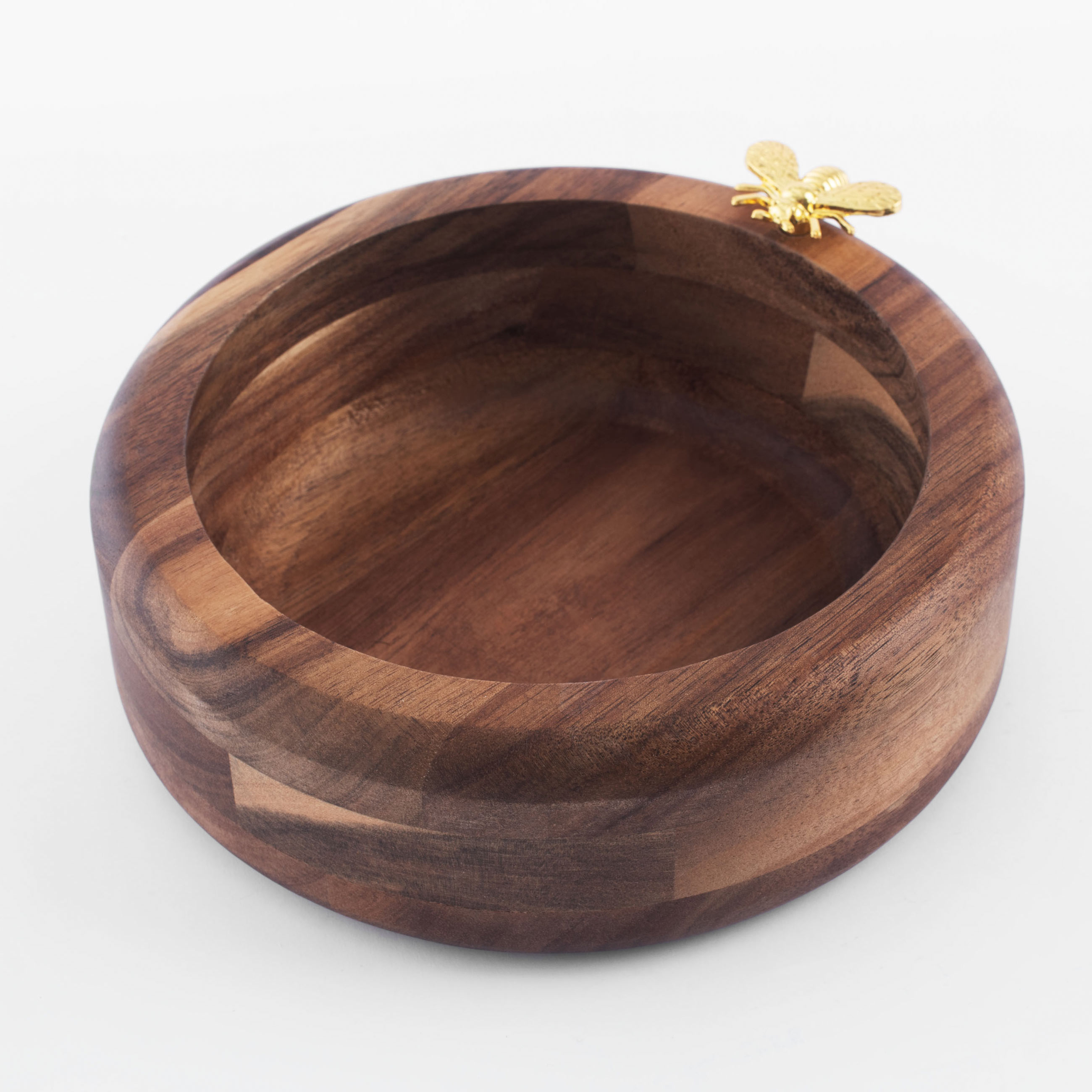 Decorative dish, 19 cm, wood/metal, Bee, Honey