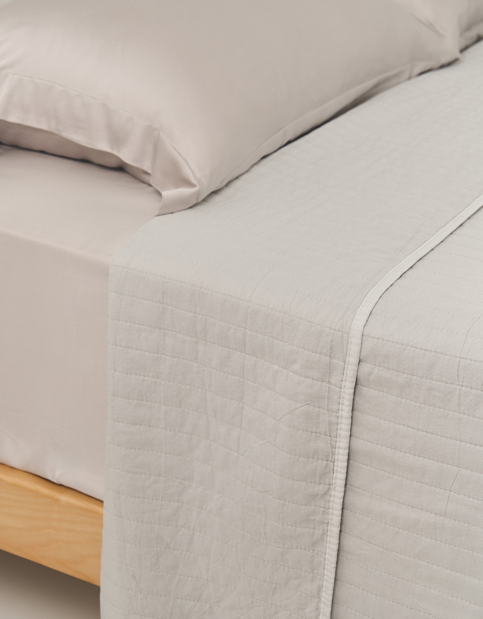 Bedspread, 220x240 cm, quilted, microfiber, grey, Stripes, Stitch, image-2