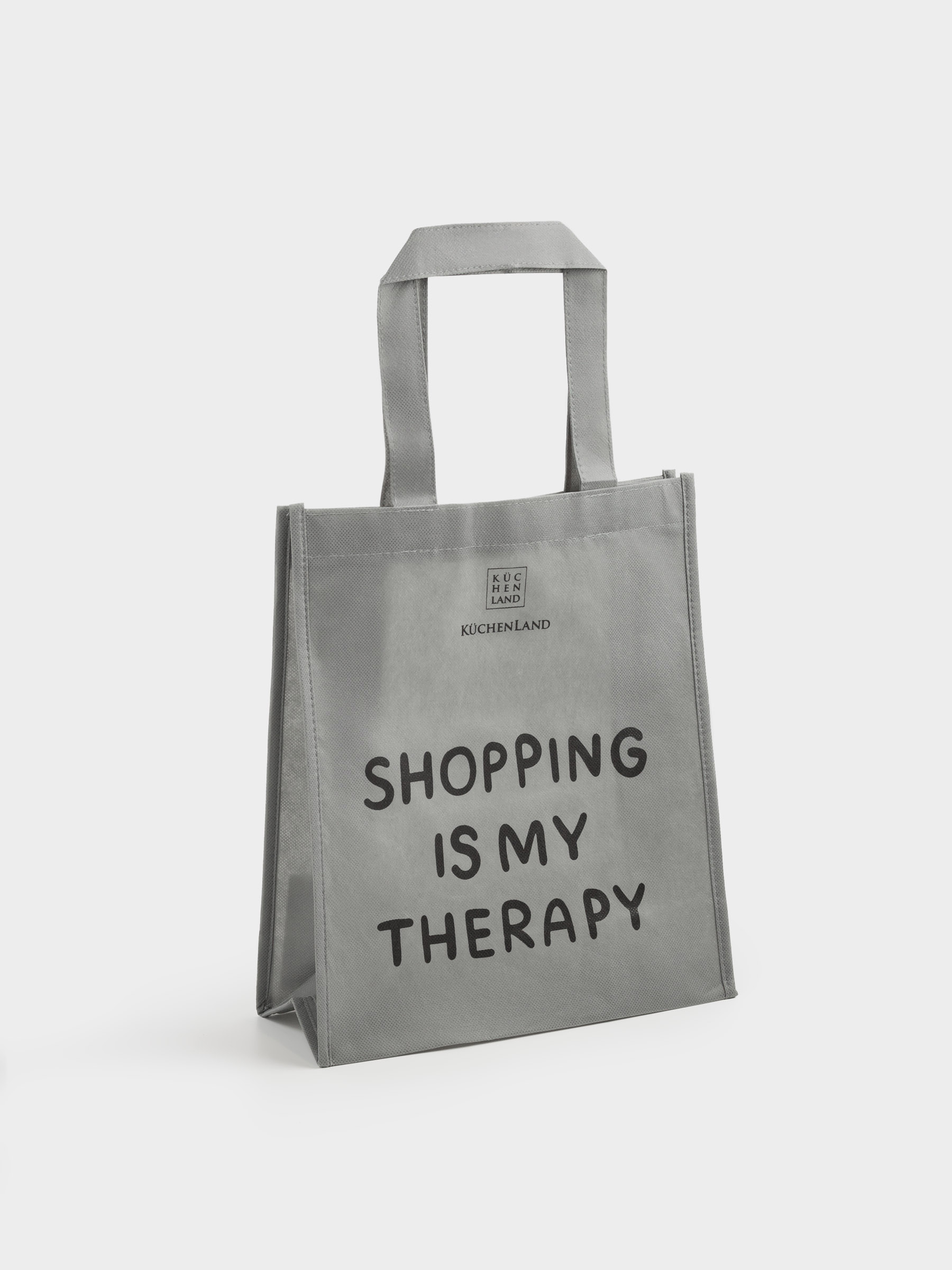 Shopping bag, 34x30 cm, polypropylene, grey, Design, Shopping font, image-3