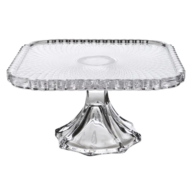 Dish on a leg, 20x10 cm, glass, square, Naiad, image-0