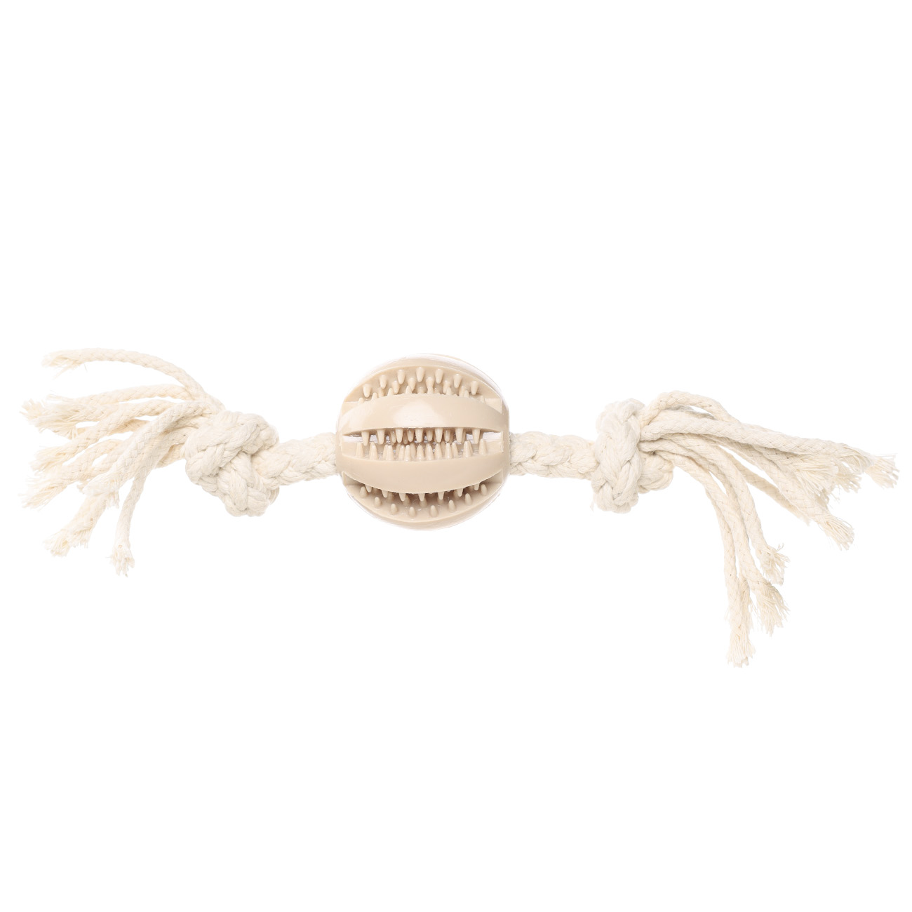 Dog toy, 28 cm, Rubber / cotton, Beige, Rope ball, Playful pet, image-0