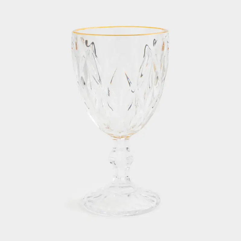 Wine glass, 300 ml, glass R, with golden edging, Rhomb gold