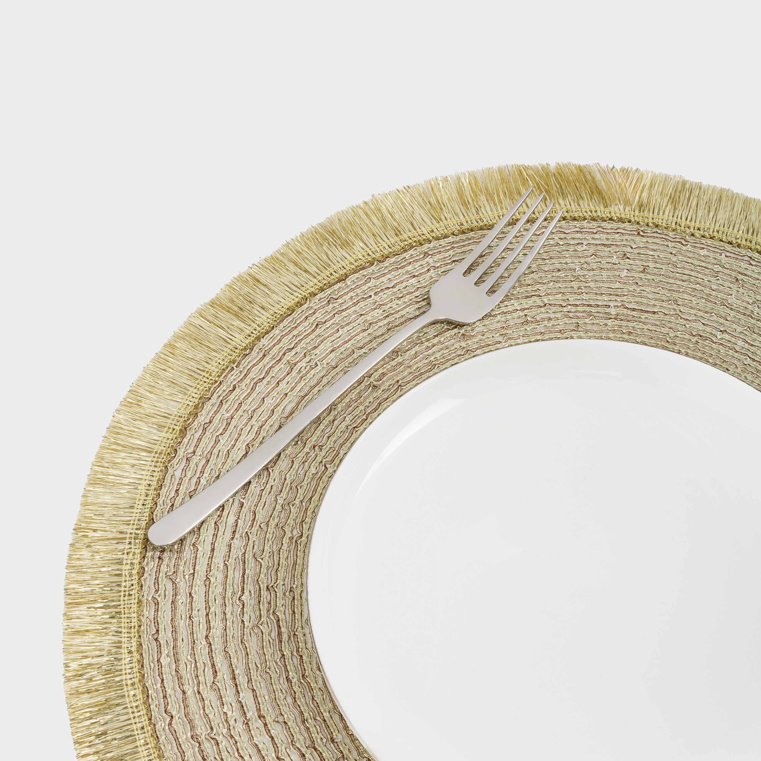 Napkin for appliances, 38 cm, polyester, round, golden, Rotary shine