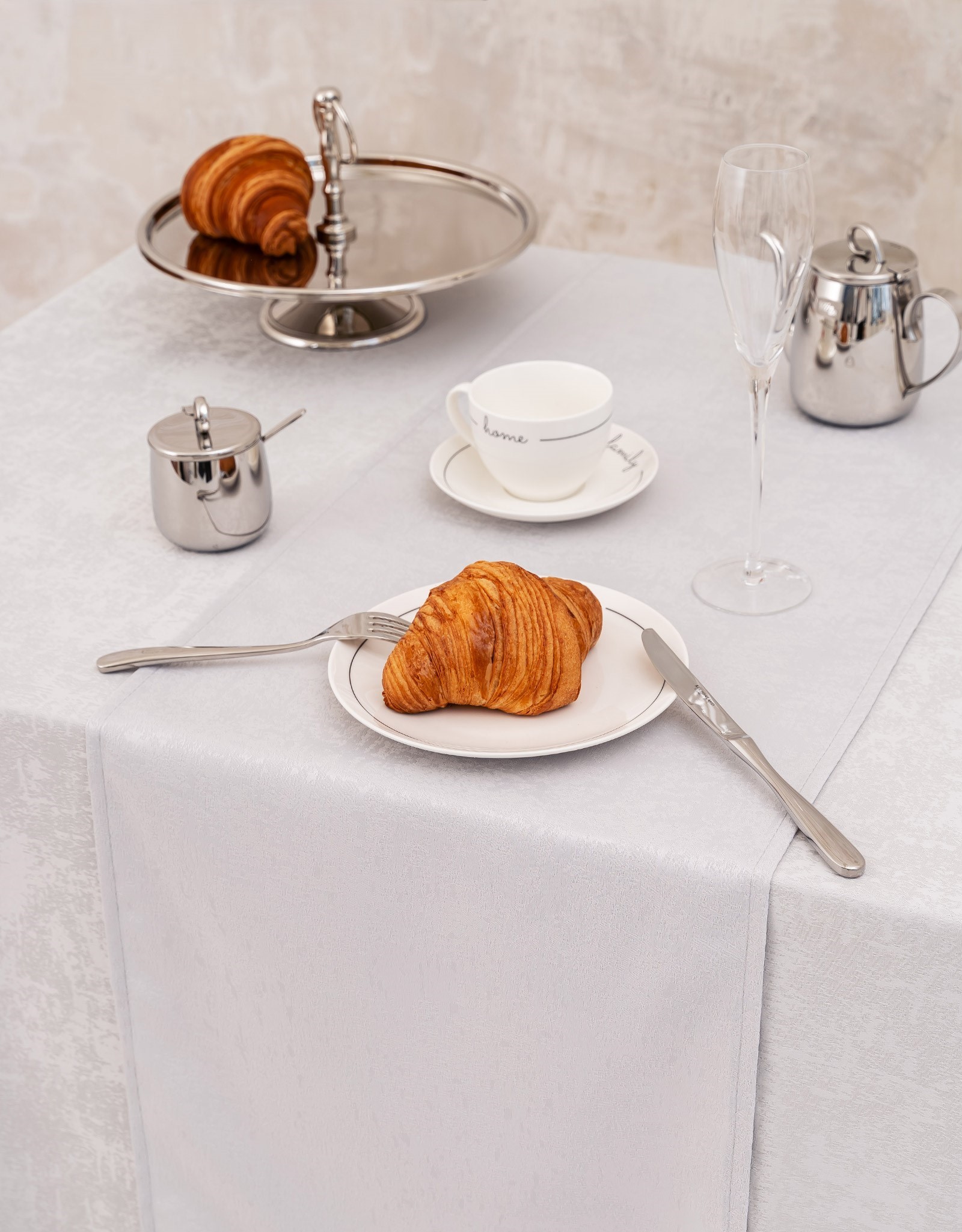 Table runner, 40x160 cm, polyester, grey, Jacquard