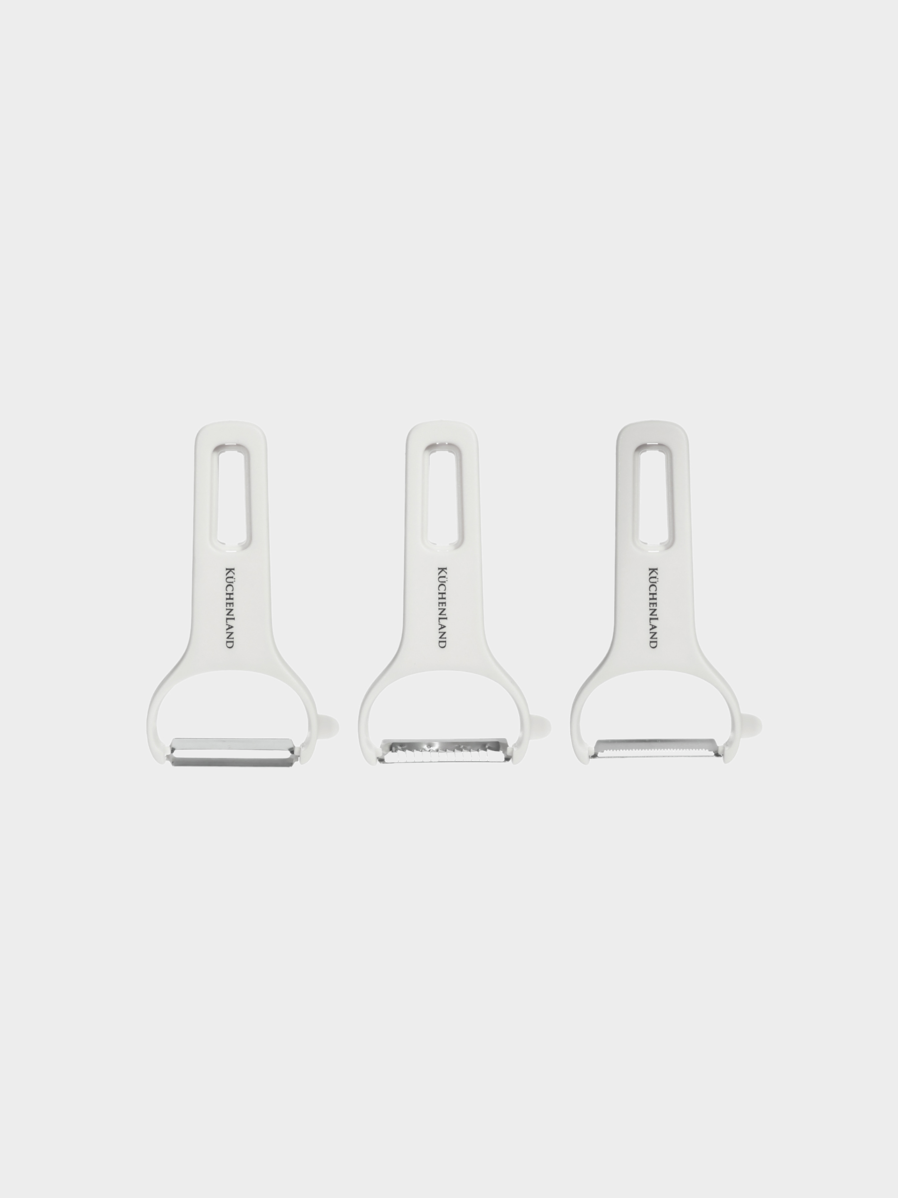 Vegetable peeler set, 3 pcs, Steel / plastic, Cream, Shred, image-0