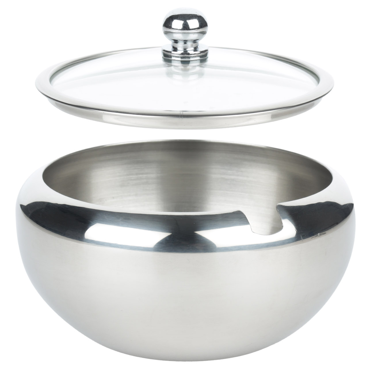 Sugar bowl, 9 cm, 500 ml, with spoon, steel, Classic, image-1