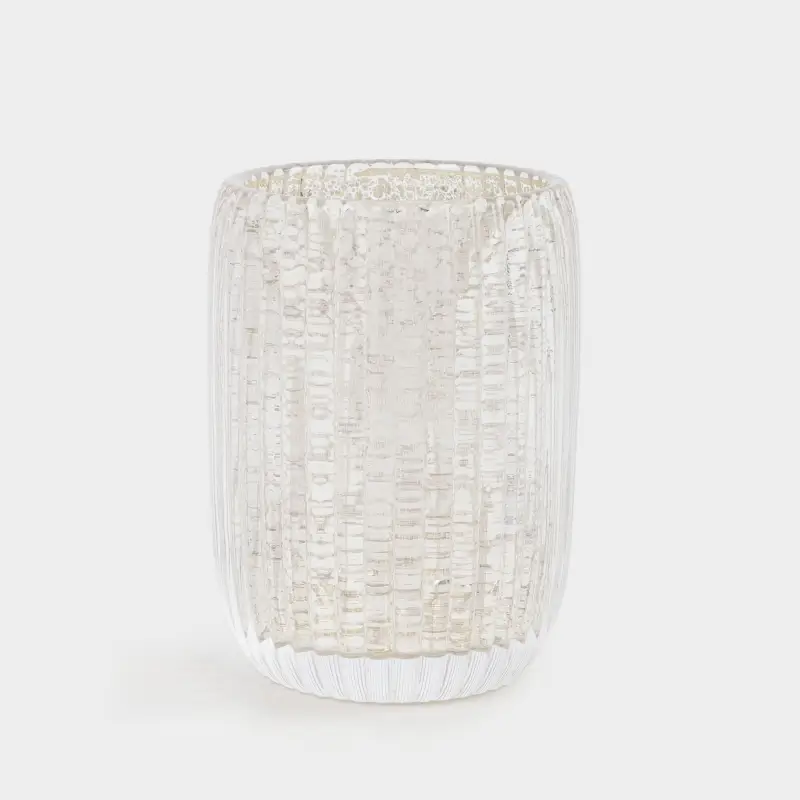 Bathroom tumbler, 10 cm, glass, gold, Patina rib ,image-0